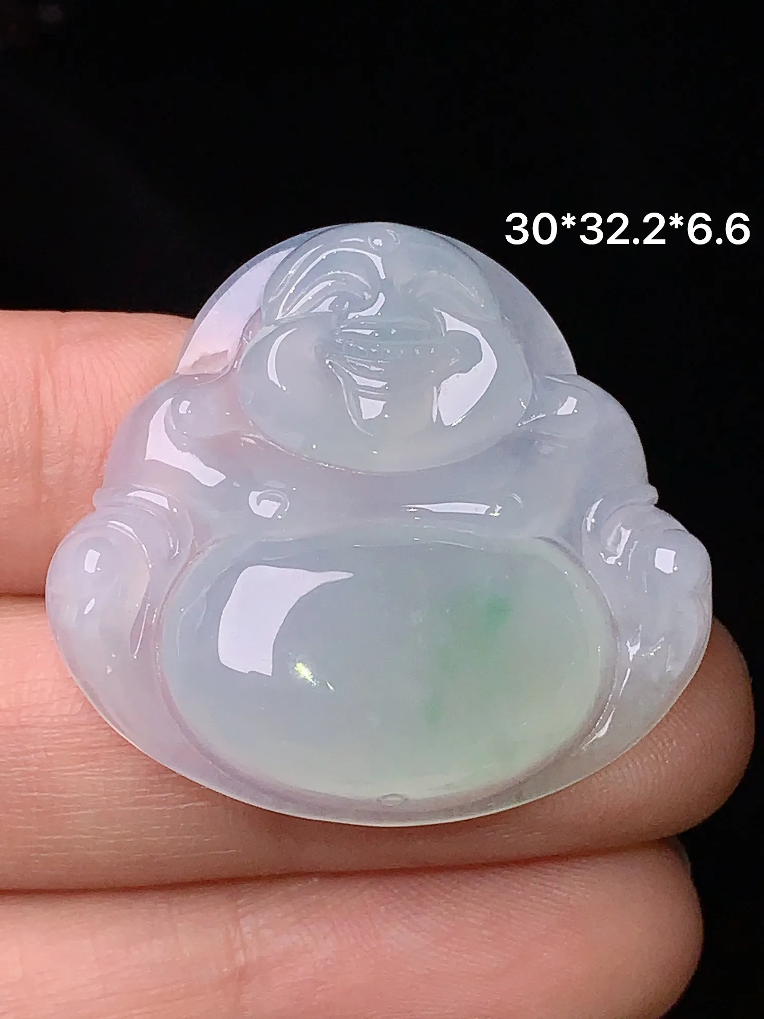 飘绿佛公吊坠 玉质细腻 色泽清新艳丽 整体尺寸30*32.2*6.6