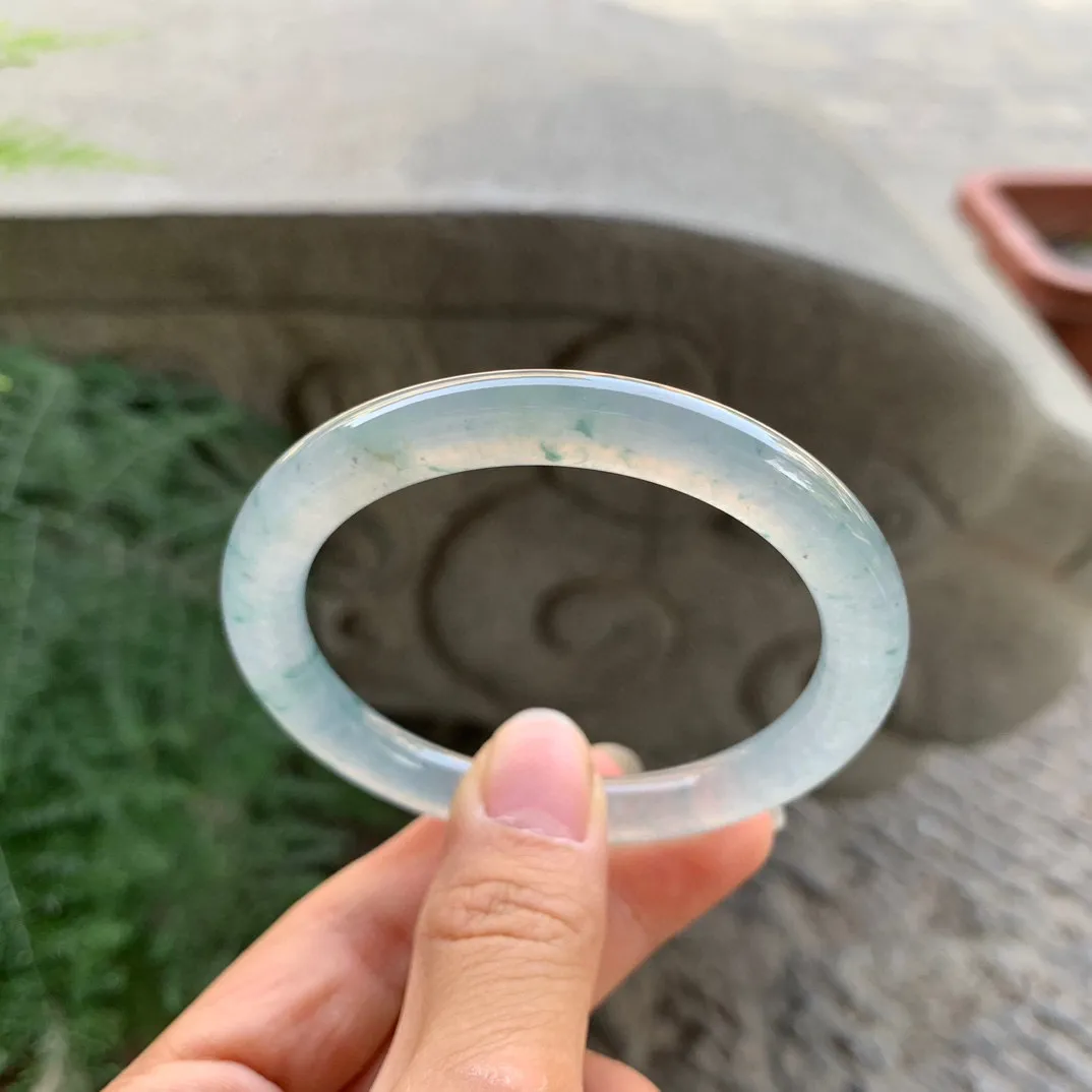 圈口 54.5-6.9【高冰飘花圆条手镯】圆条54 55可戴