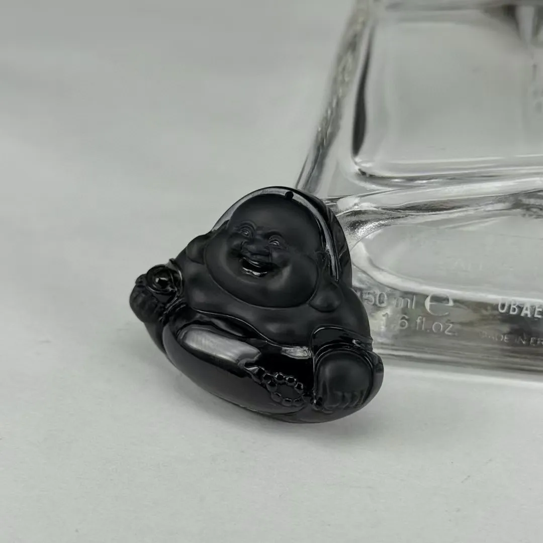 精品墨翠大肚佛 种好色正 黑度极好 打灯通透 饱满厚桩