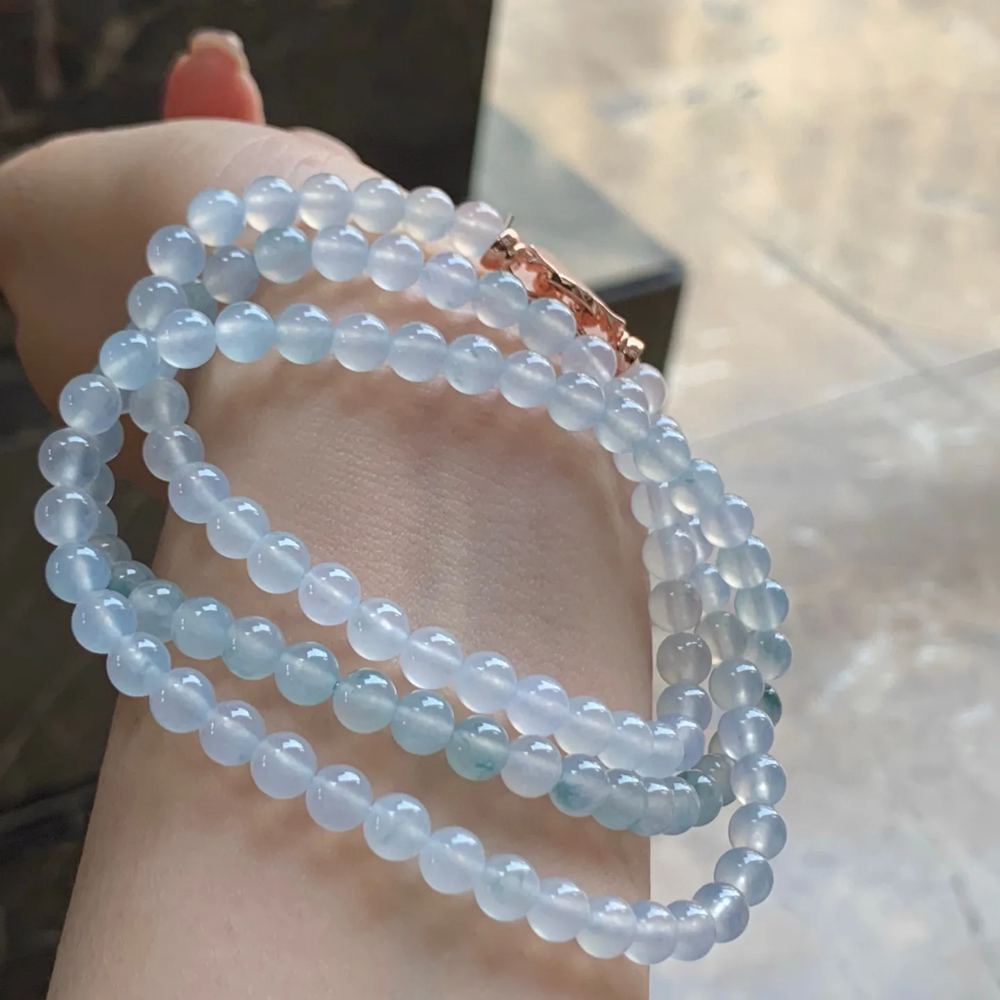 冰种珠链
种老水足