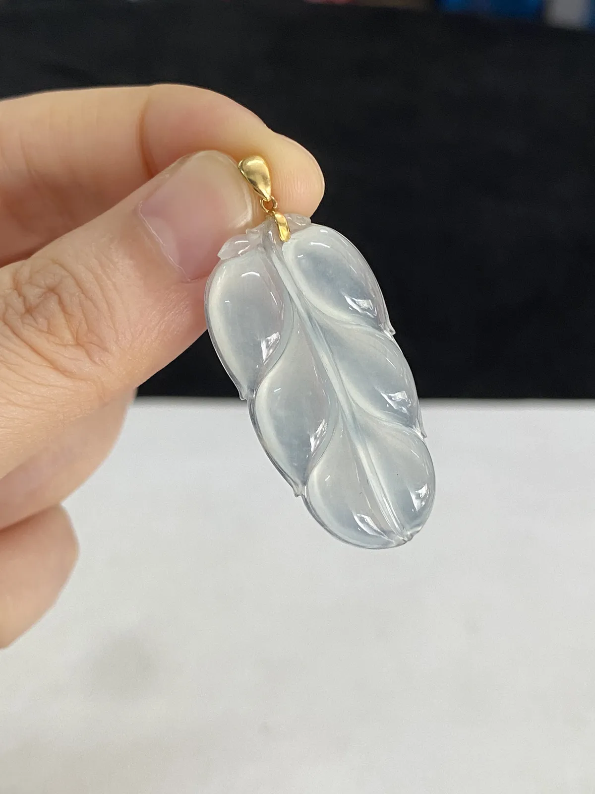 翡翠叶子，印记：G18K