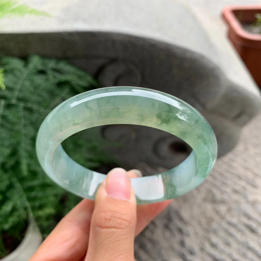 大圈口 59.3-14.2-7.6【冰芙蓉飘花正圈手镯】正圈59 60可戴