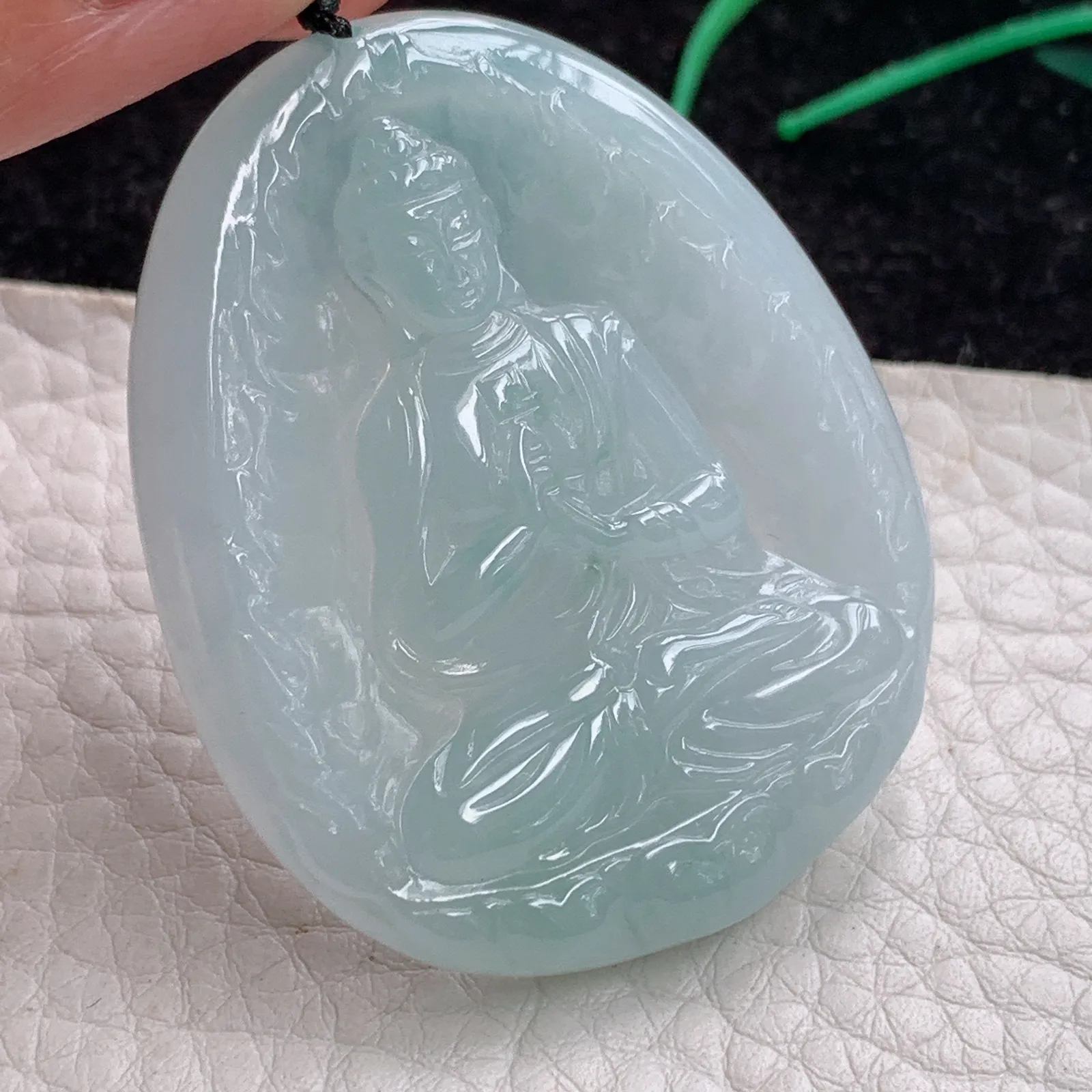 kh实拍46*37.6*5.4缅甸翡翠A货胶感大日如来佛祖 佛主玉吊坠