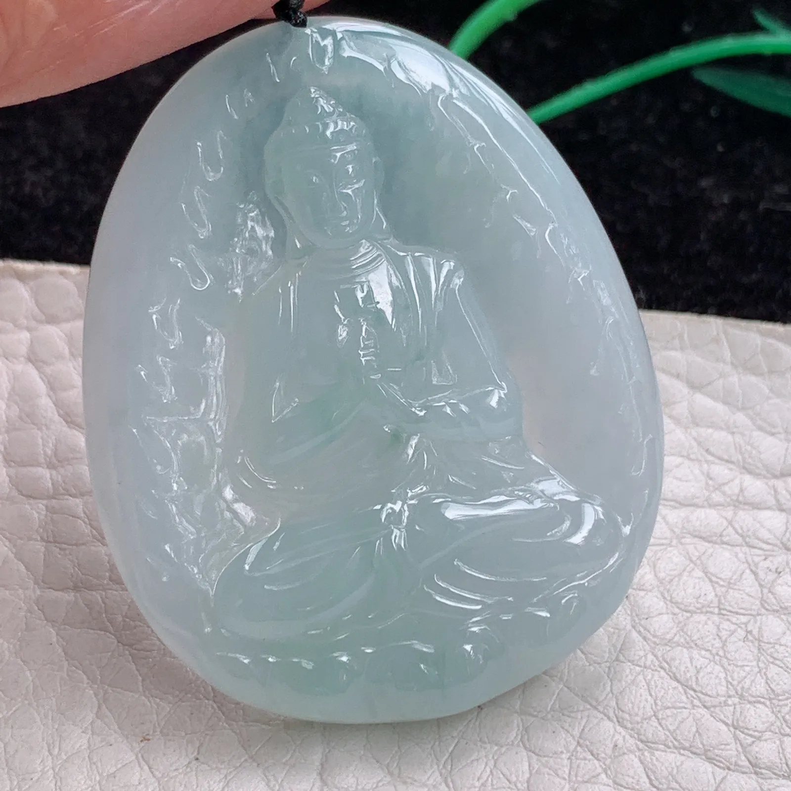 kh实拍46*37.6*5.4缅甸翡翠A货胶感大日如来佛祖 佛主玉吊坠