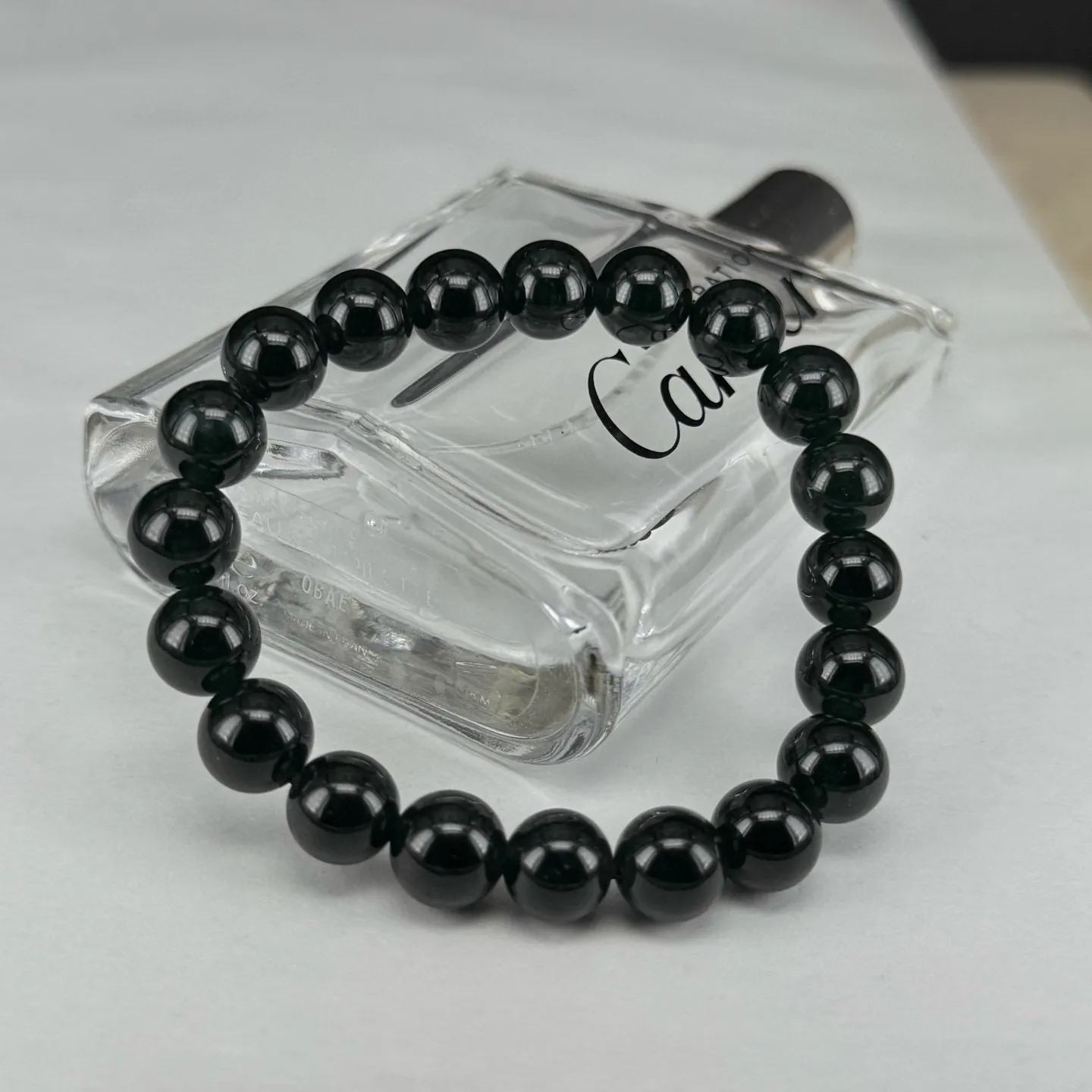 精品墨翠手串 种好色正 黑度极好 打灯通透 油性十足 尺寸9.8