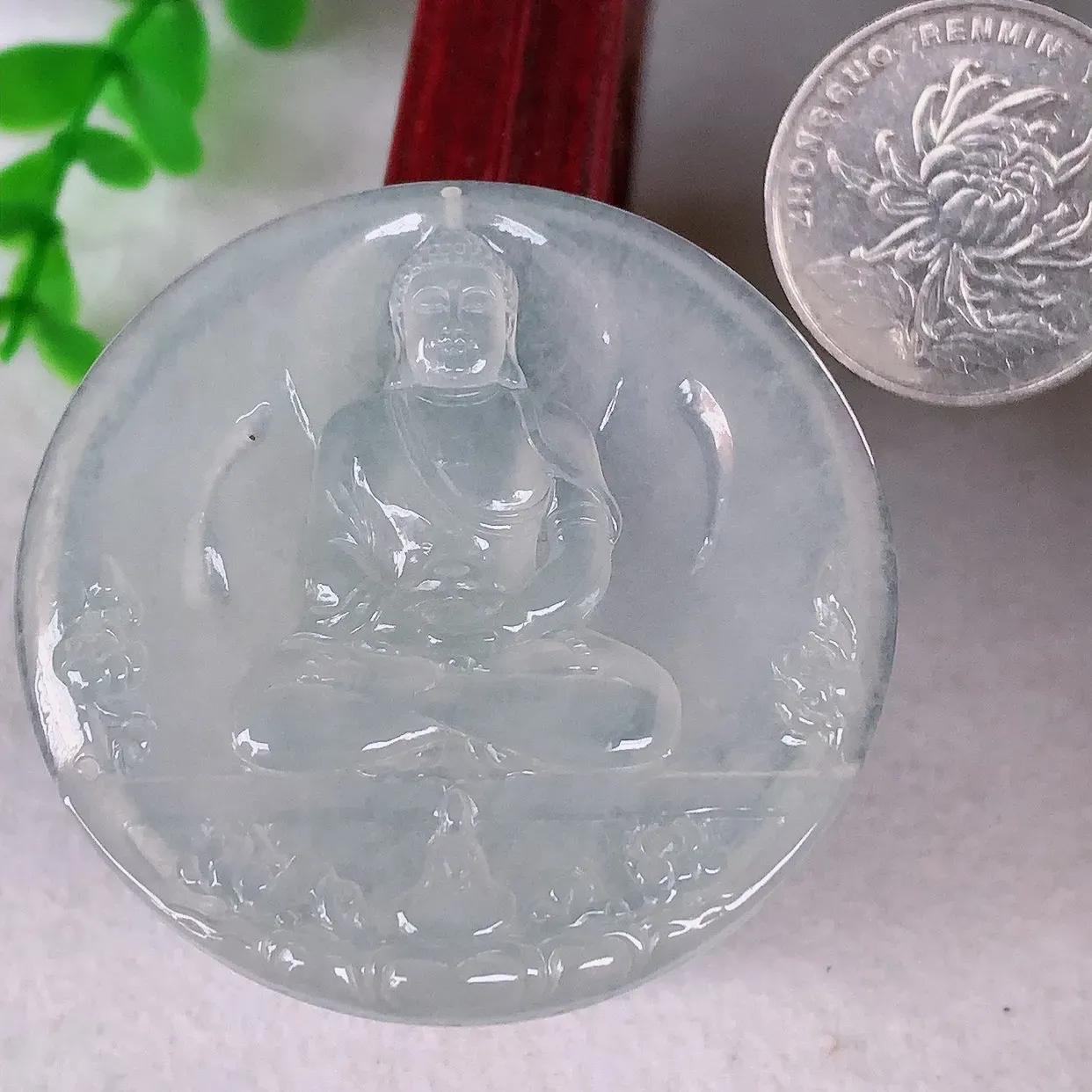 自然光实拍，精品大日如来，冰种翡翠翡翠大日如来、佛祖，法相端庄静美，普度众生 #31.3