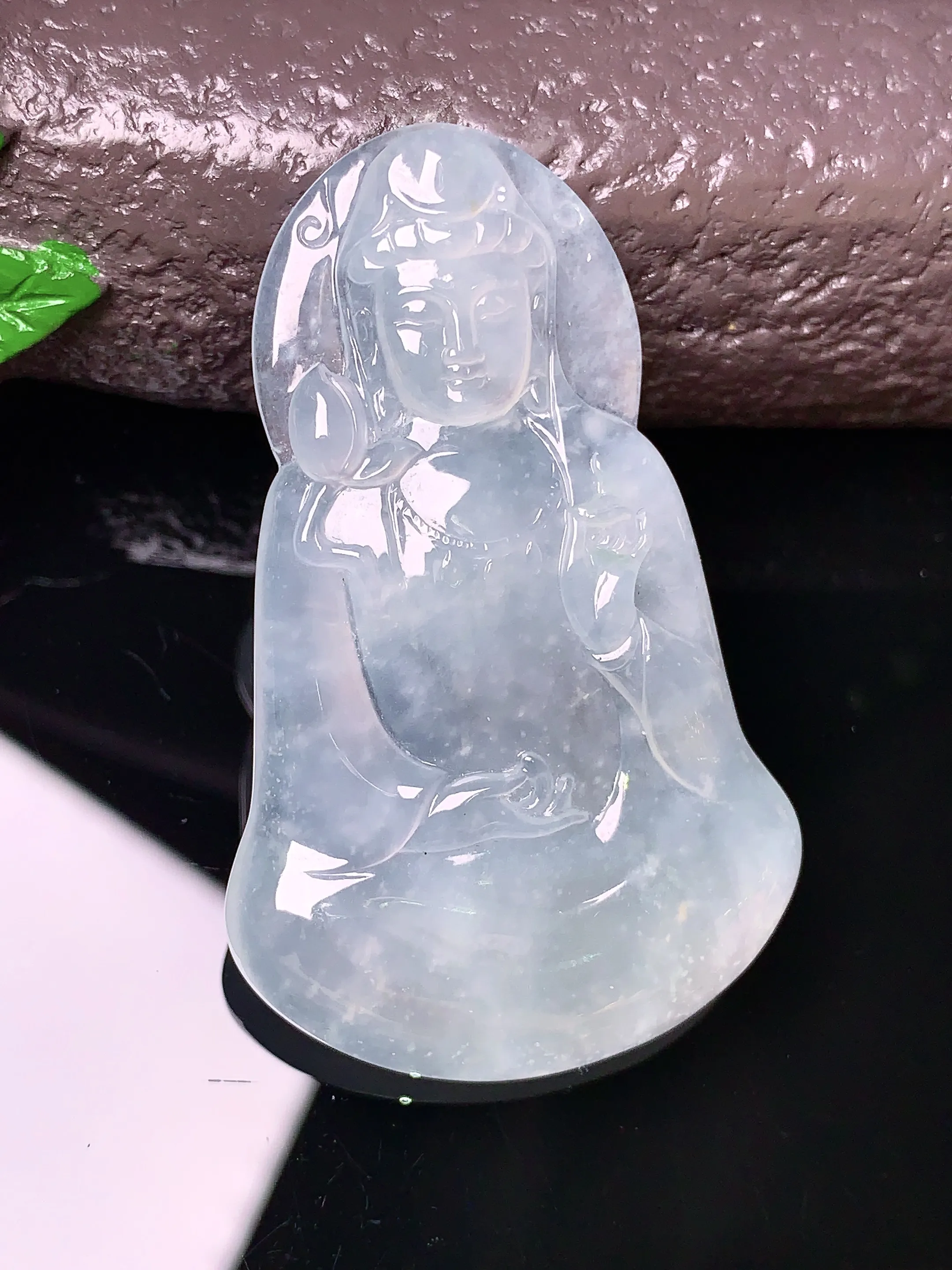 冰种观音吊坠 （大师作品）玉质细腻 色泽清新艳丽 整体尺寸50.5*31.5*6