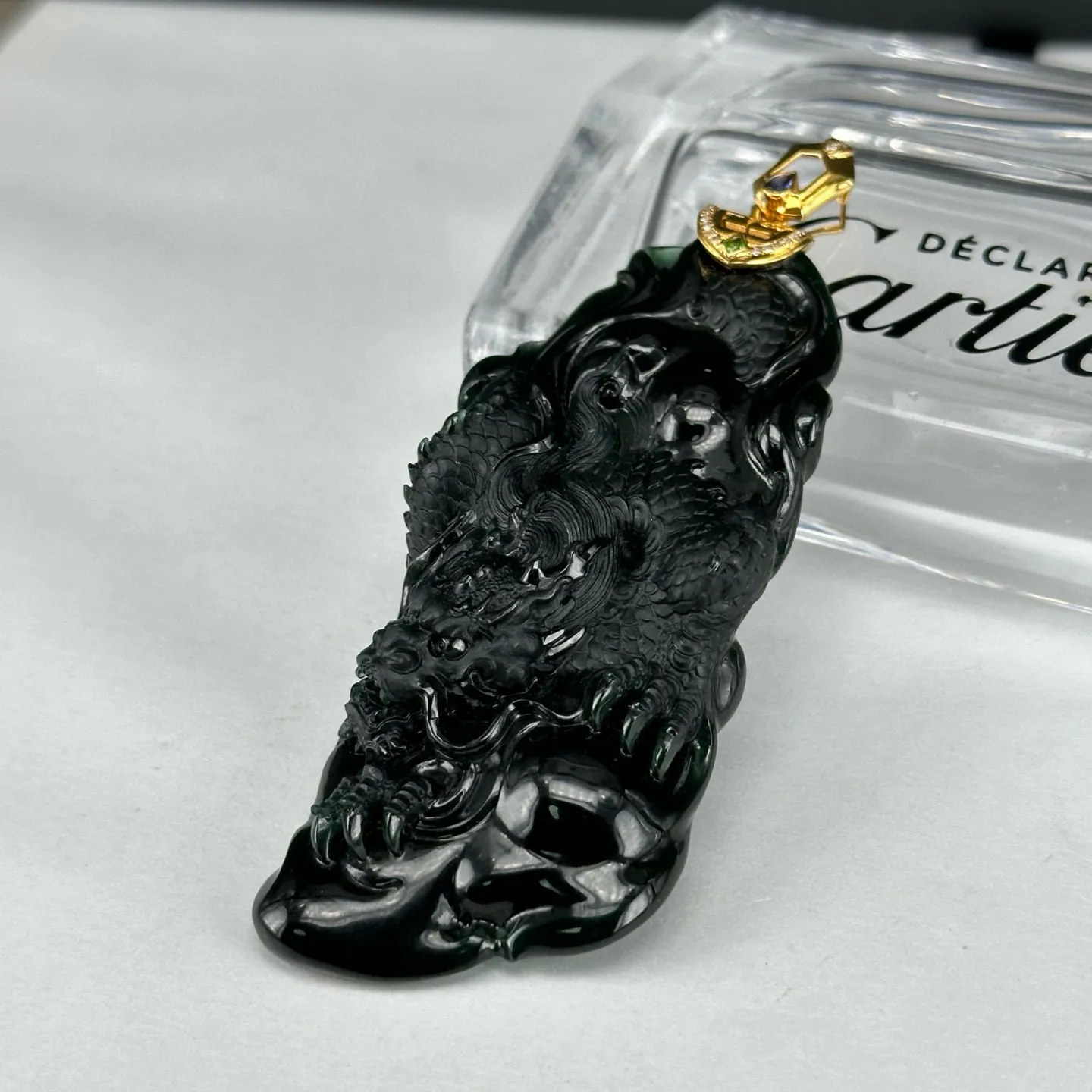 精品18k墨翠龙牌 打灯通透 油性十足 黑度极好