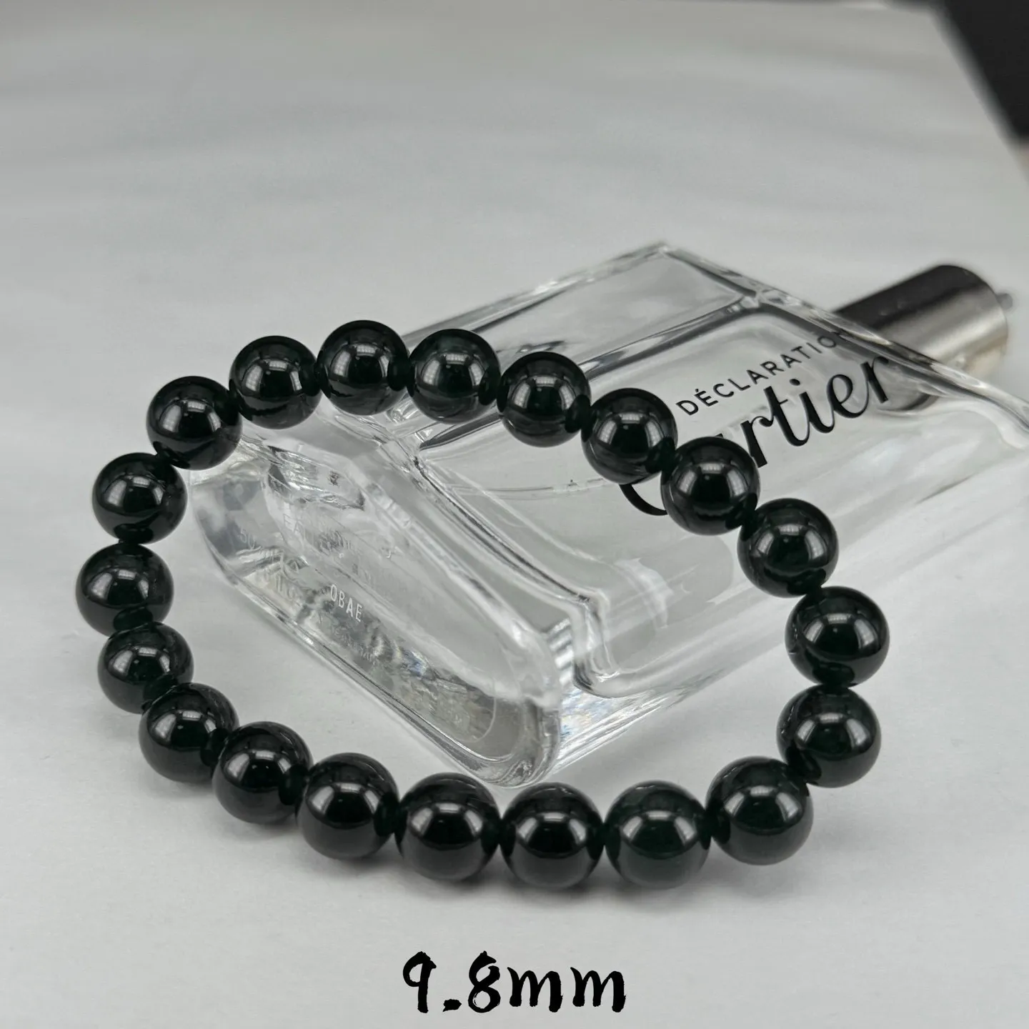 精品墨翠手串 种好色正 黑度极好 打灯通透 油性十足 尺寸9.8