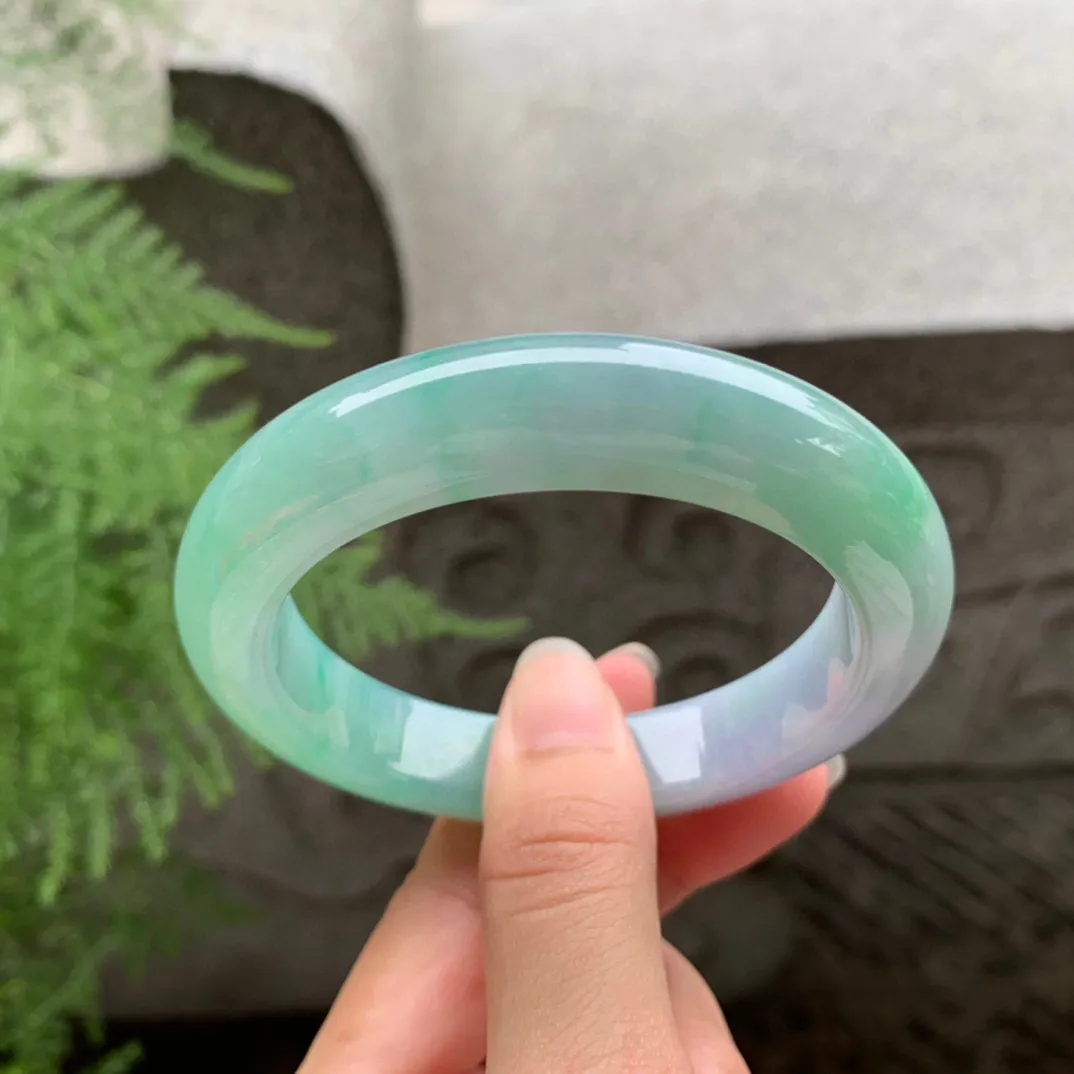 圈口56.7-12-9.7 【果阳绿正圈手镯】正圈56 57可戴