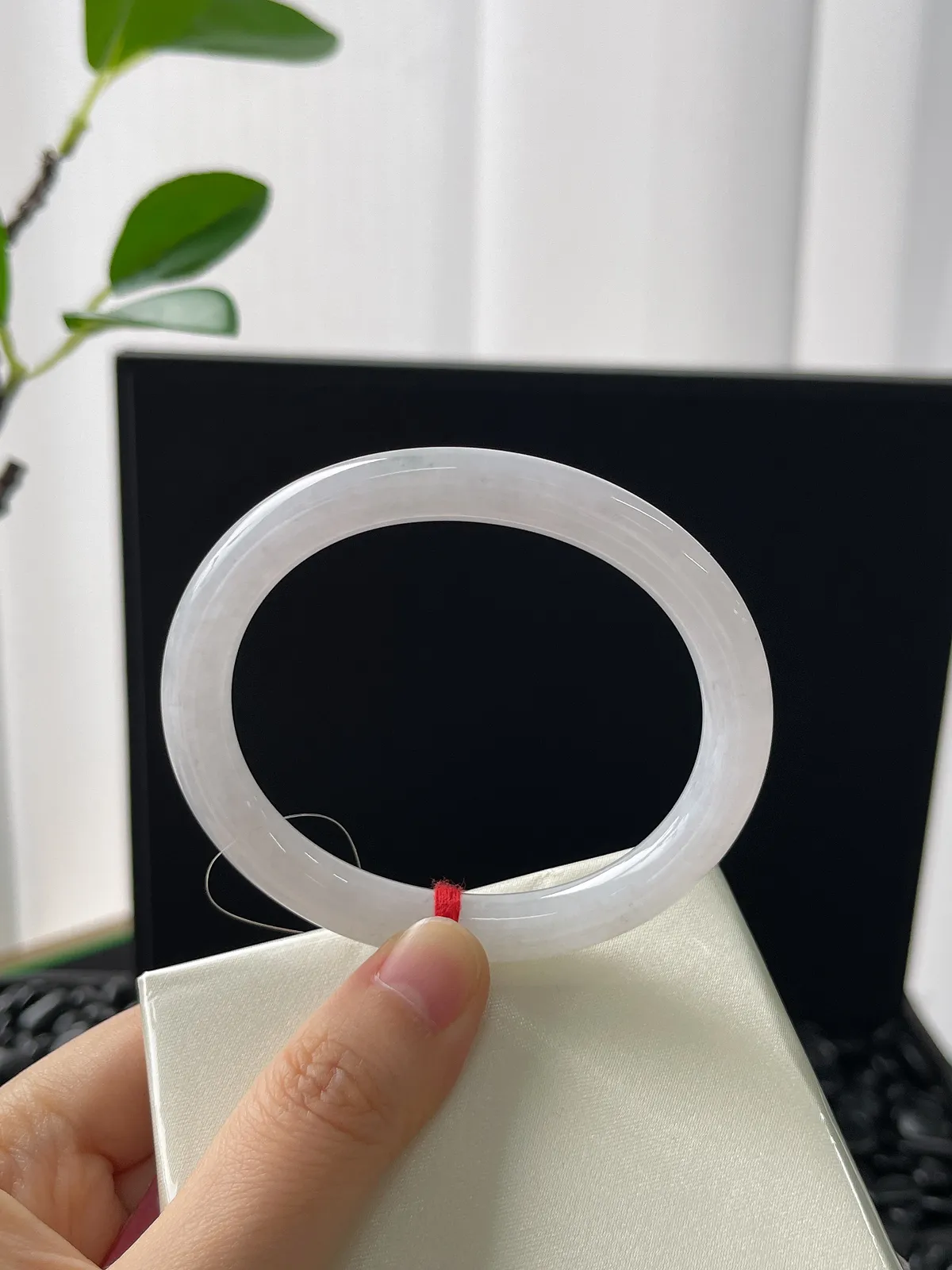 贵妃镯56圈口，翡翠白月光手镯