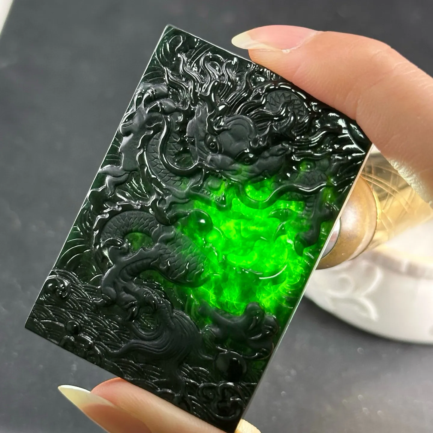 精品墨翠龙牌 黑度极好 打灯通透 油性十足