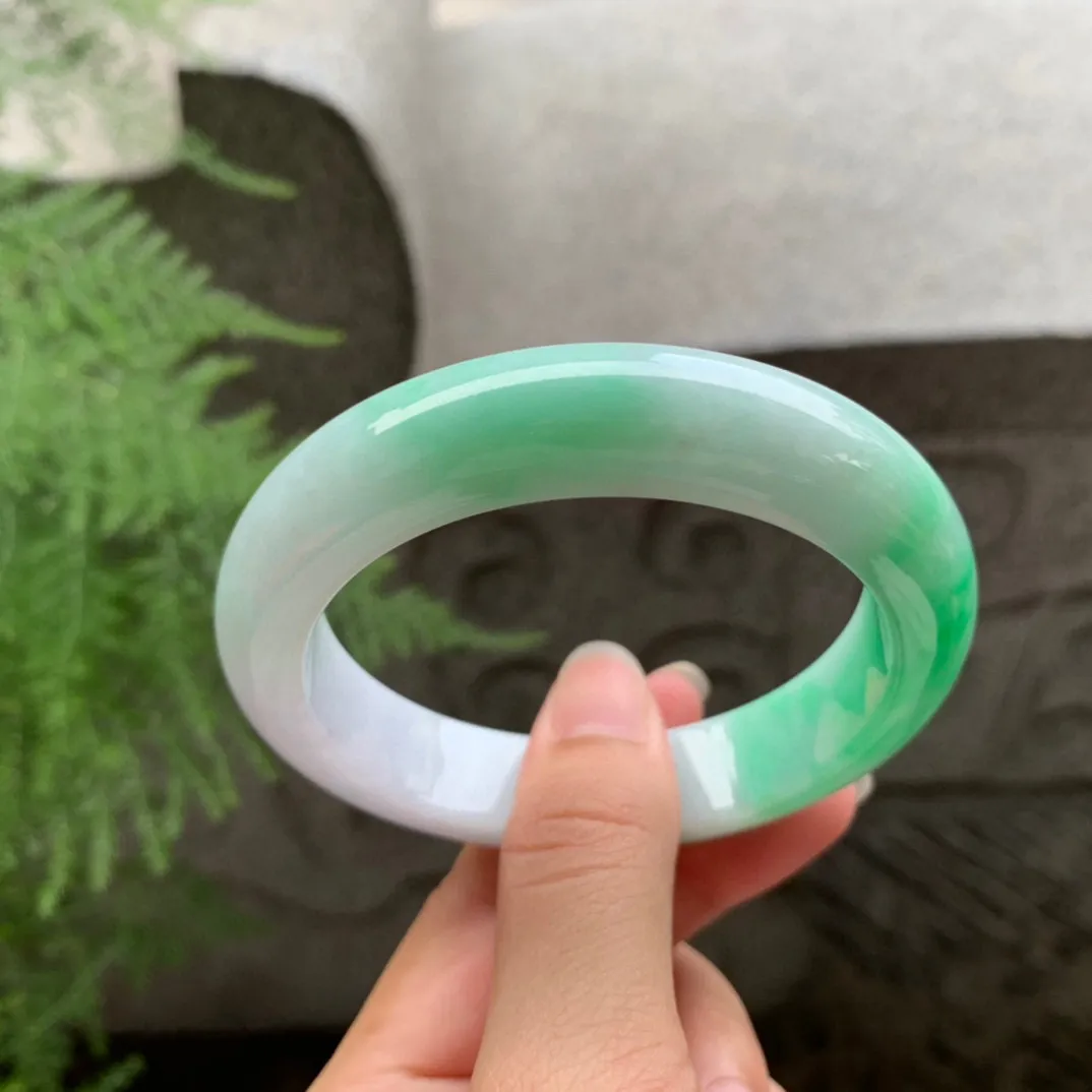 圈口57.4-13.3-9.3 【阳绿正圈手镯】正圈57 58可戴
