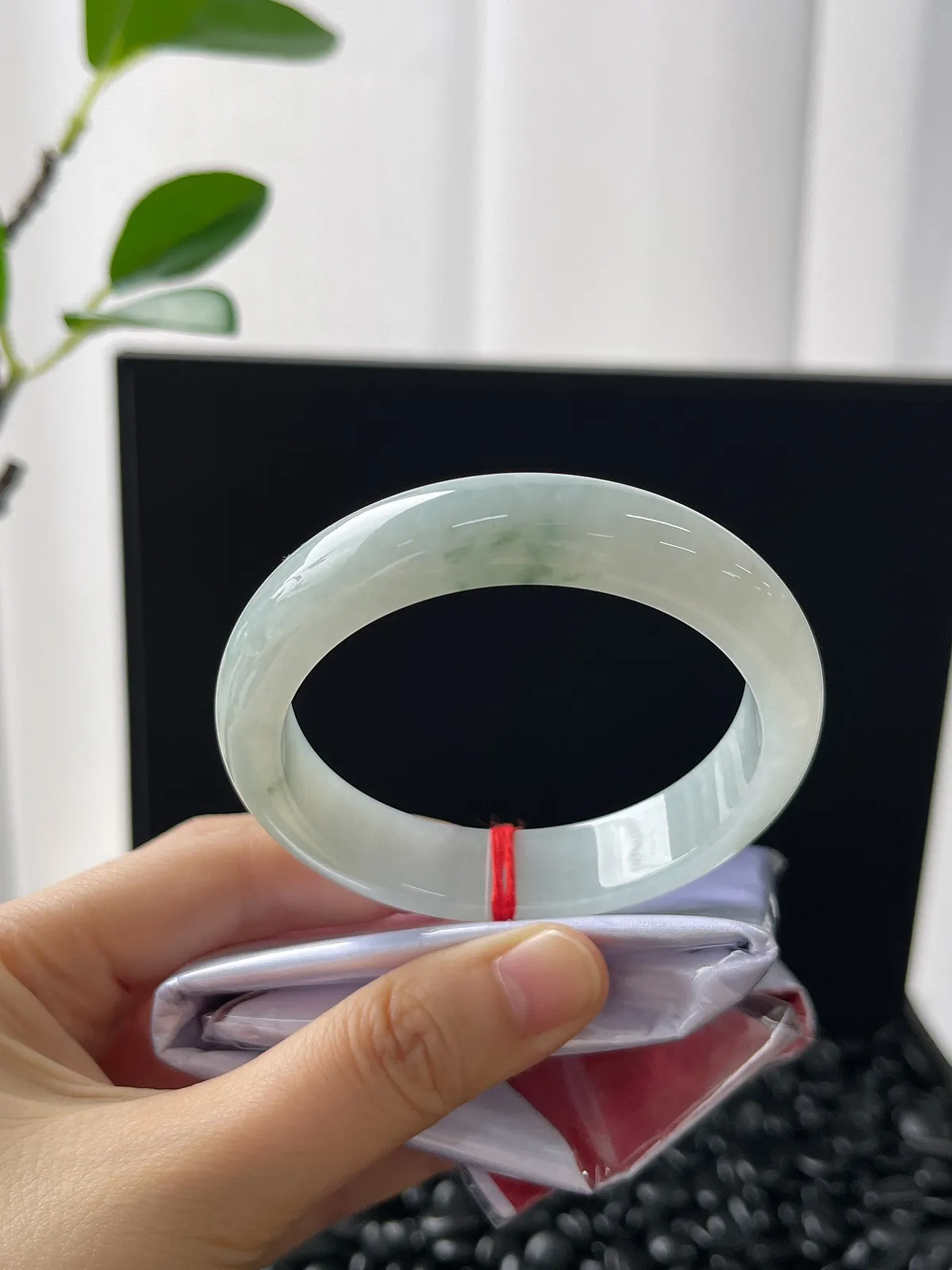 正圈53.5圈口，翡翠冰糯种飘花手镯