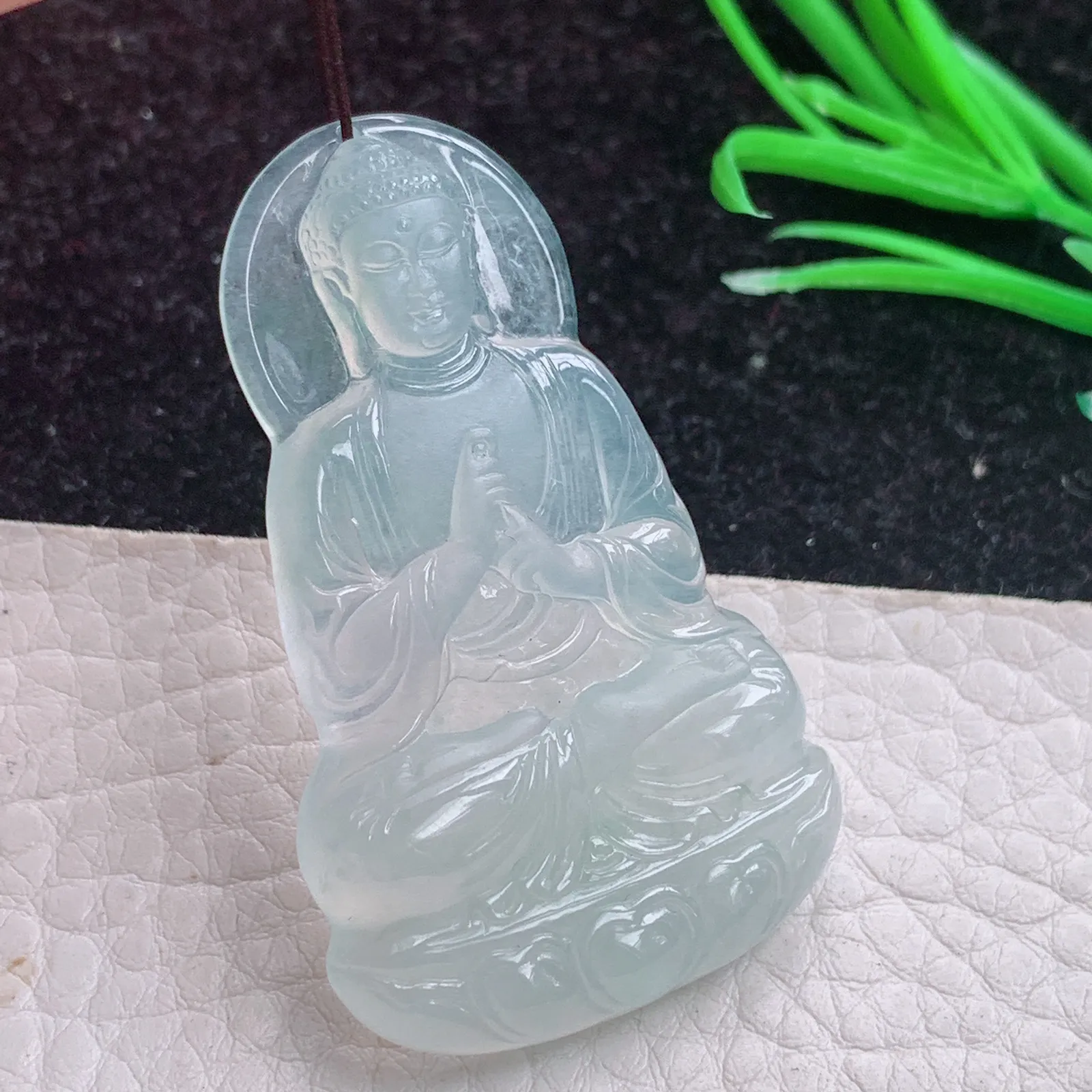 kit实拍49.5*30.3*5.5缅甸翡翠A货冰种大日如来佛祖玉吊坠