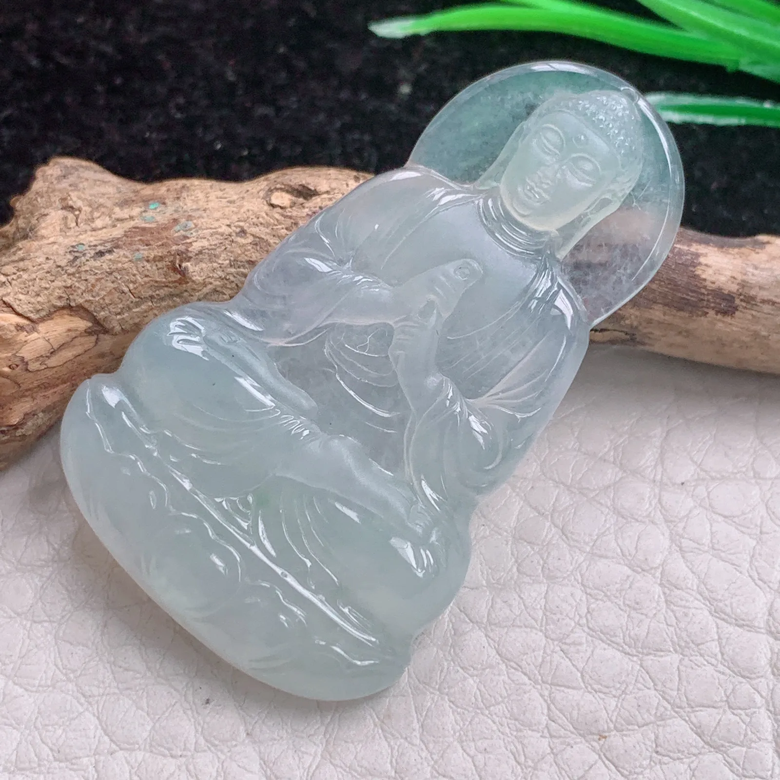 kit实拍49.5*30.3*5.5缅甸翡翠A货冰种大日如来佛祖玉吊坠