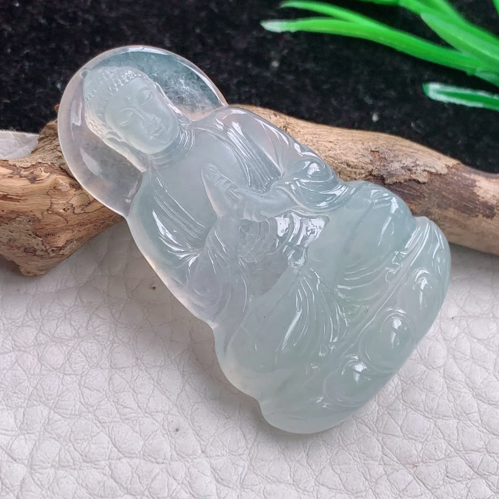 kit实拍49.5*30.3*5.5缅甸翡翠A货冰种大日如来佛祖玉吊坠