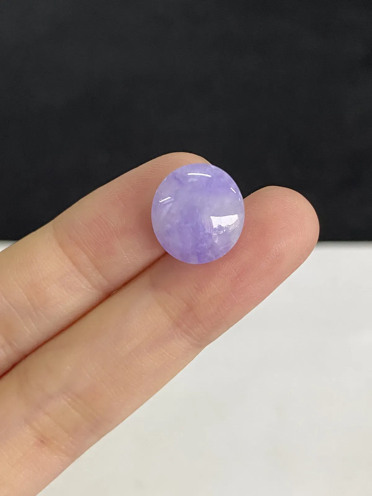 翡翠浅紫色戒面