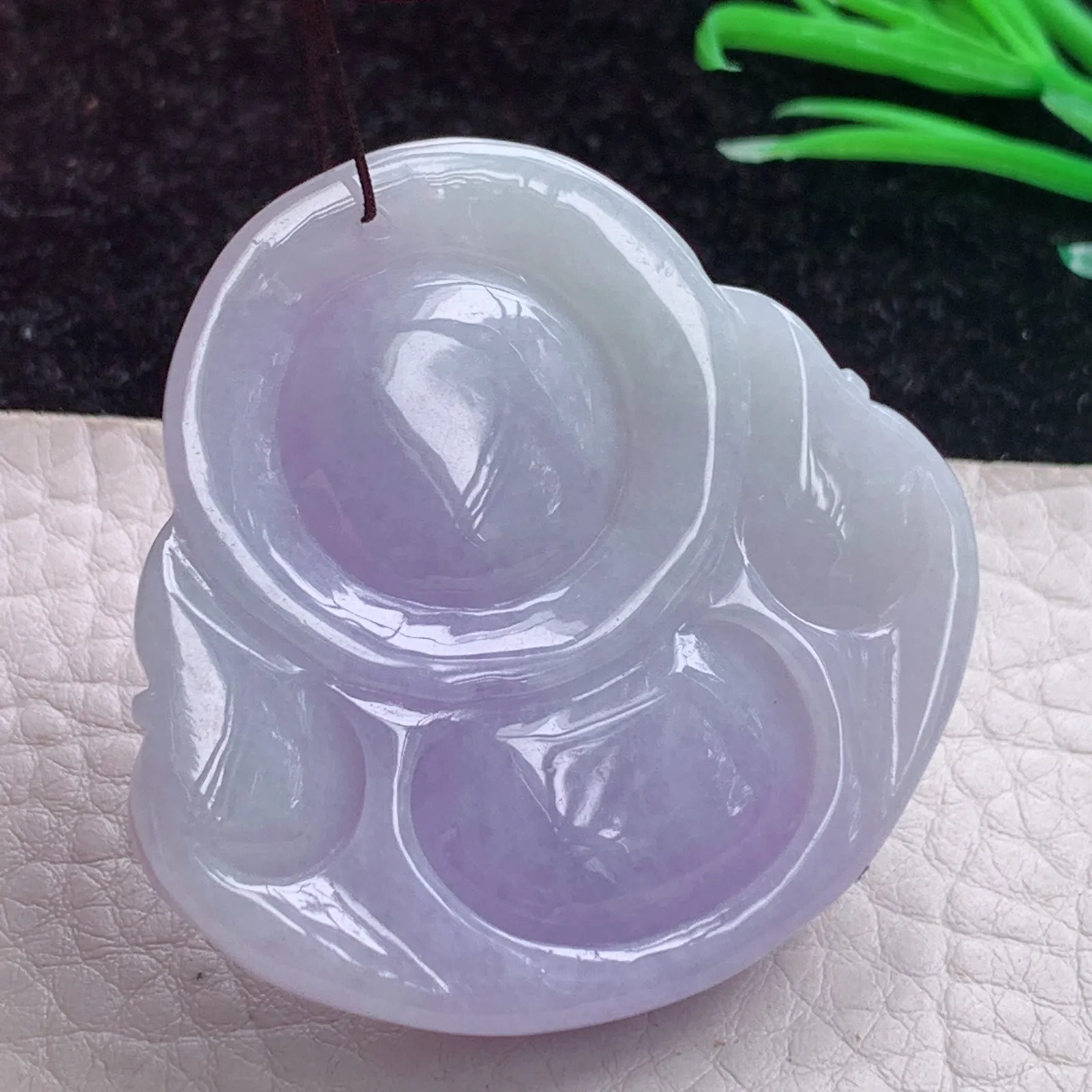 zen实拍45*46.5*12缅甸A货翡翠紫罗兰大佛公 开心佛玉吊坠 玉项坠