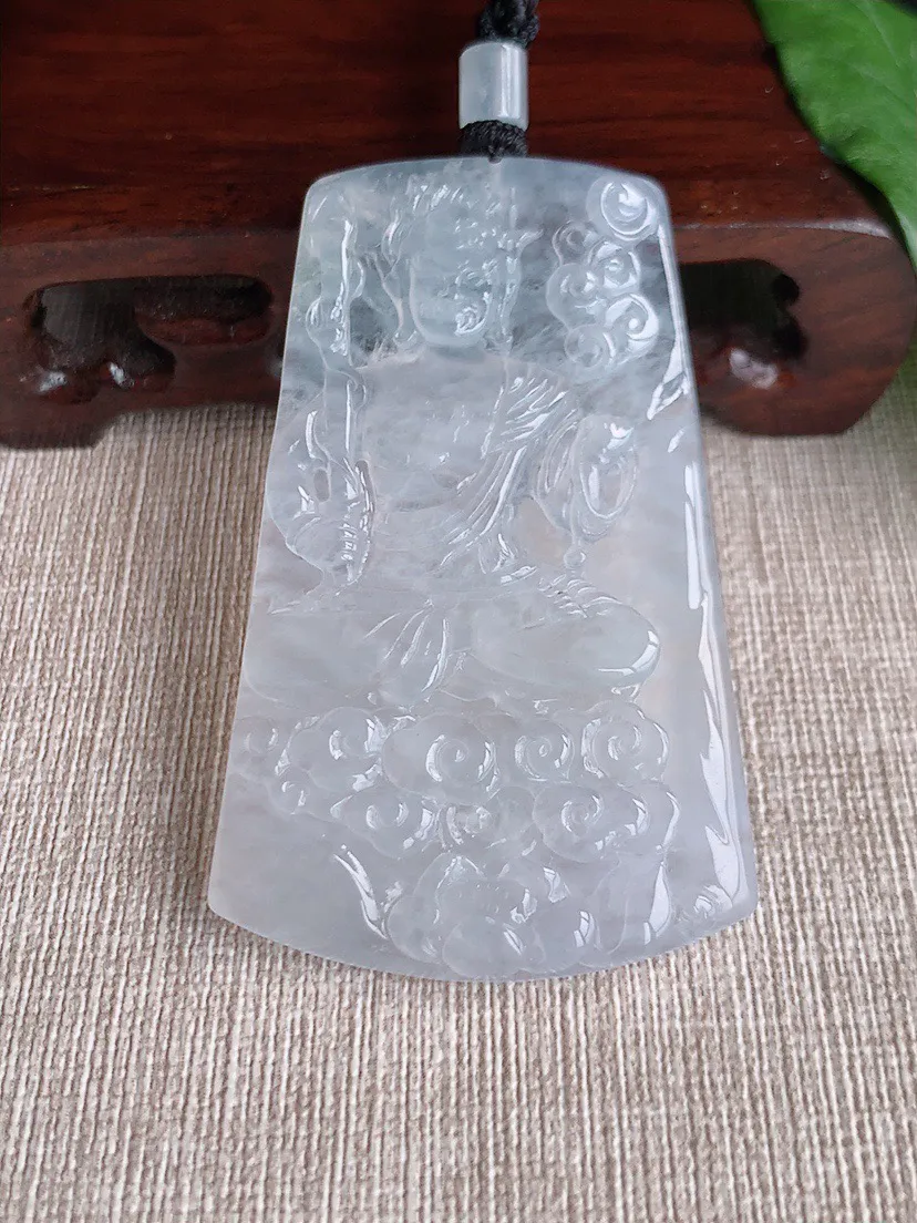缅甸a货翡翠ddj老坑冰种白月光不动明王吊坠 整体64.6×39.4×6mm 37.54
