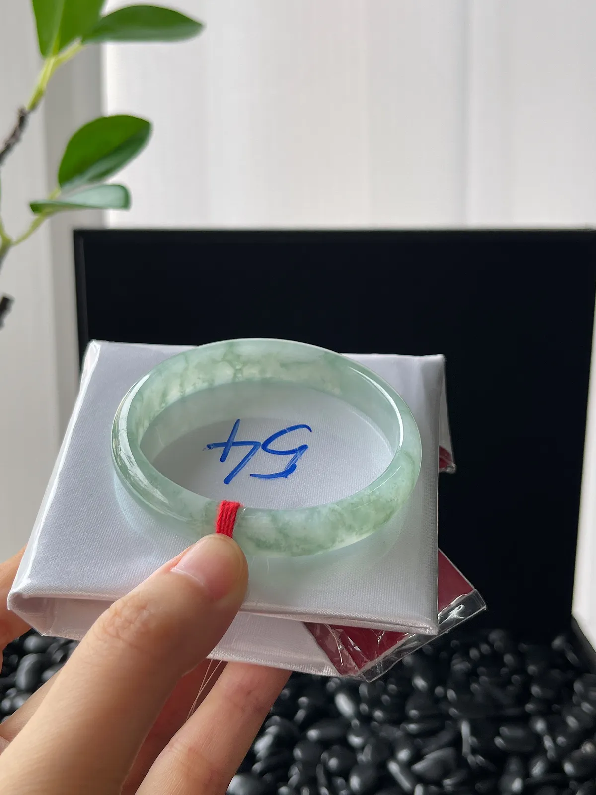 贵妃镯54.5圈口，冰糯种水草绿手镯