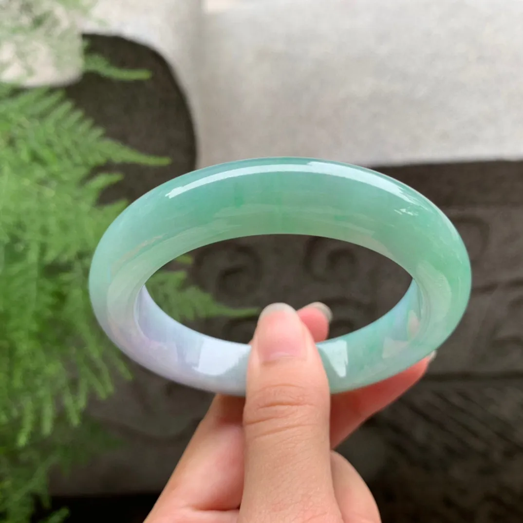 圈口56.7-12-9.7 【果阳绿正圈手镯】正圈56 57可戴
