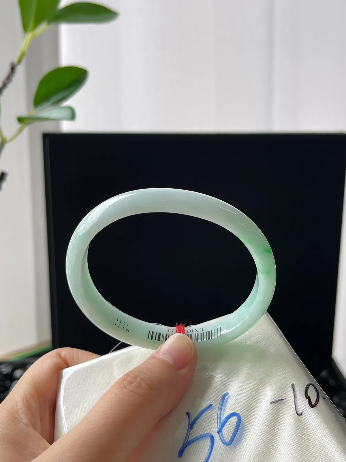 贵妃镯56.5圈口，翡翠飘辣阳绿手镯