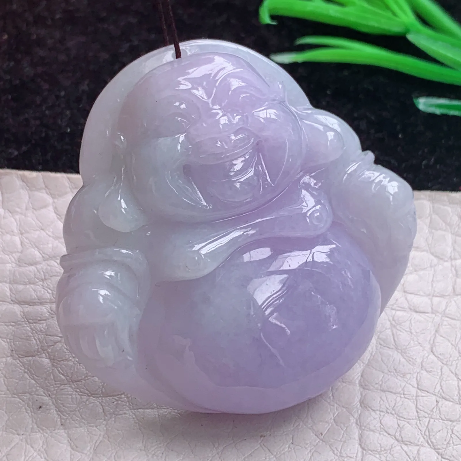 zen实拍45*46.5*12缅甸A货翡翠紫罗兰大佛公 开心佛玉吊坠 玉项坠