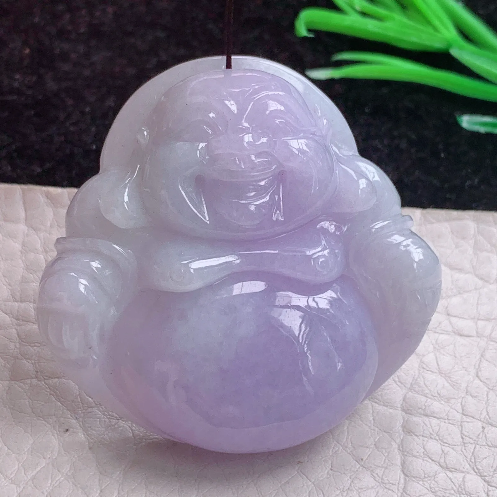 zen实拍45*46.5*12缅甸A货翡翠紫罗兰大佛公 开心佛玉吊坠 玉项坠