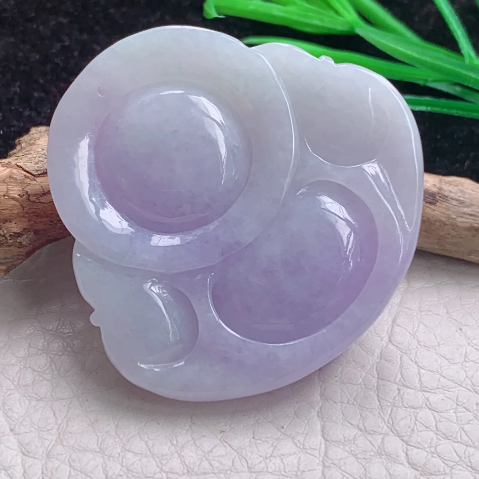 zen实拍45*46.5*12缅甸A货翡翠紫罗兰大佛公 开心佛玉吊坠 玉项坠