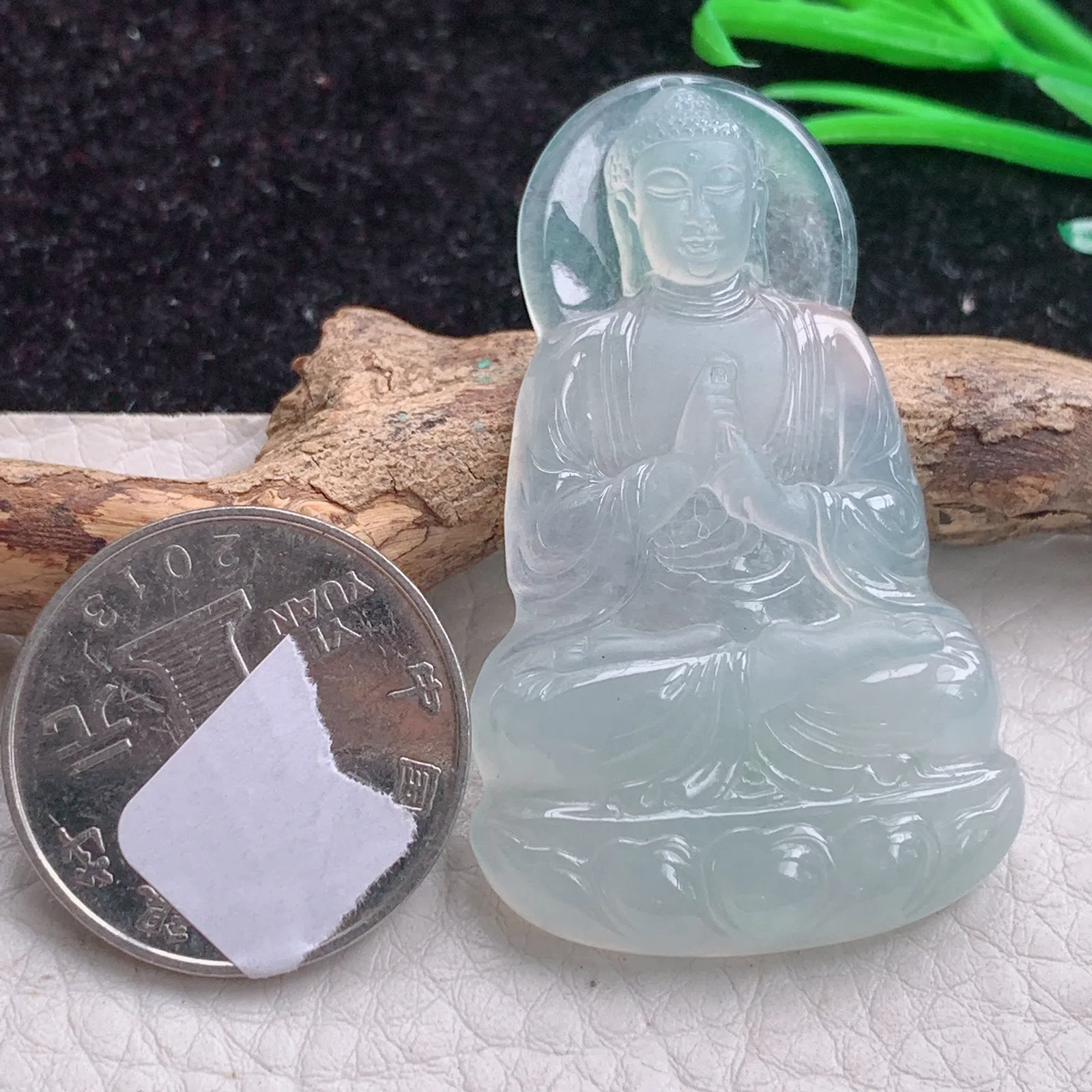 kit实拍49.5*30.3*5.5缅甸翡翠A货冰种大日如来佛祖玉吊坠