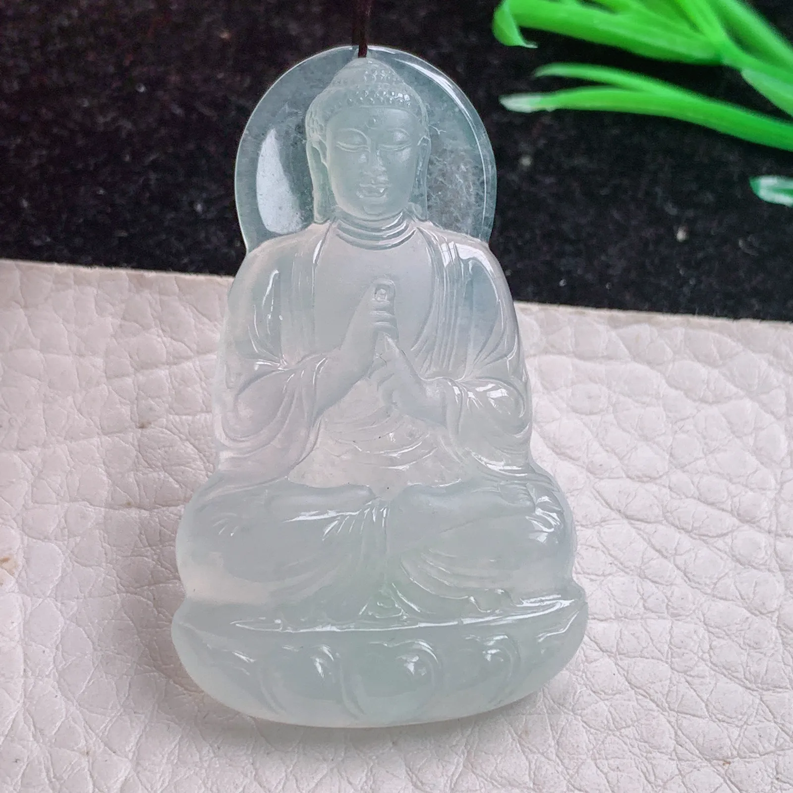 kit实拍49.5*30.3*5.5缅甸翡翠A货冰种大日如来佛祖玉吊坠