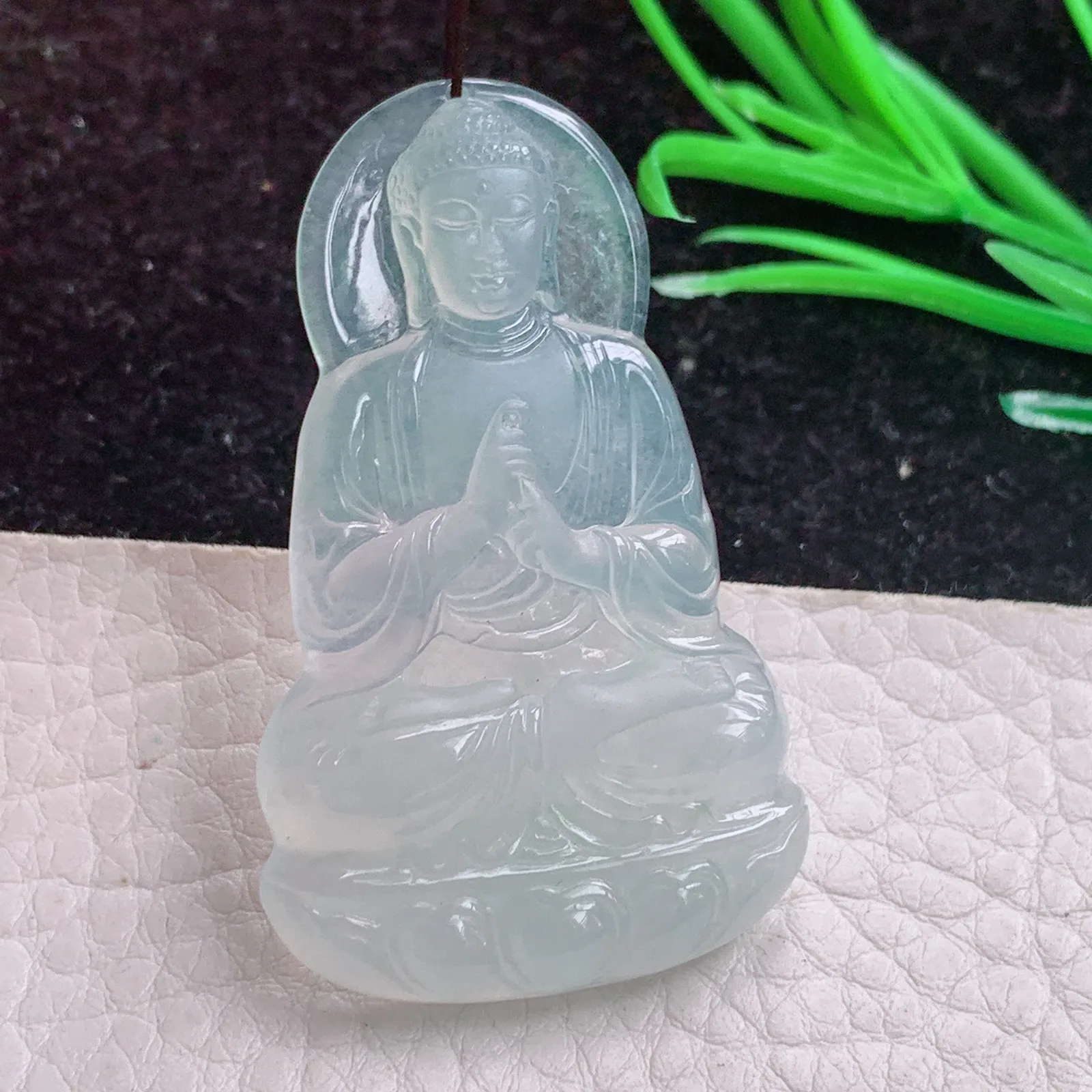 kit实拍49.5*30.3*5.5缅甸翡翠A货冰种大日如来佛祖玉吊坠
