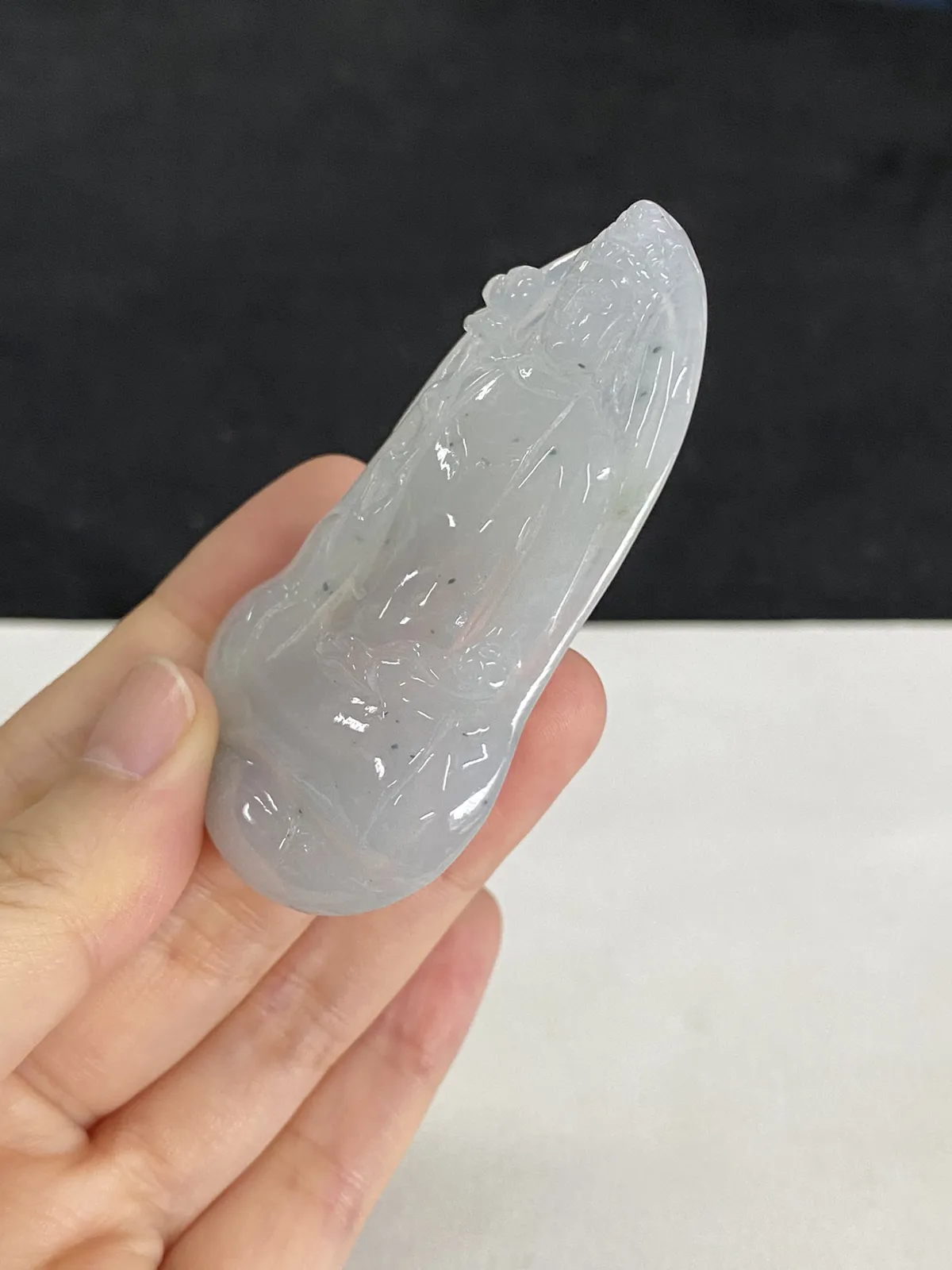 翡翠冰糯种白色吊坠