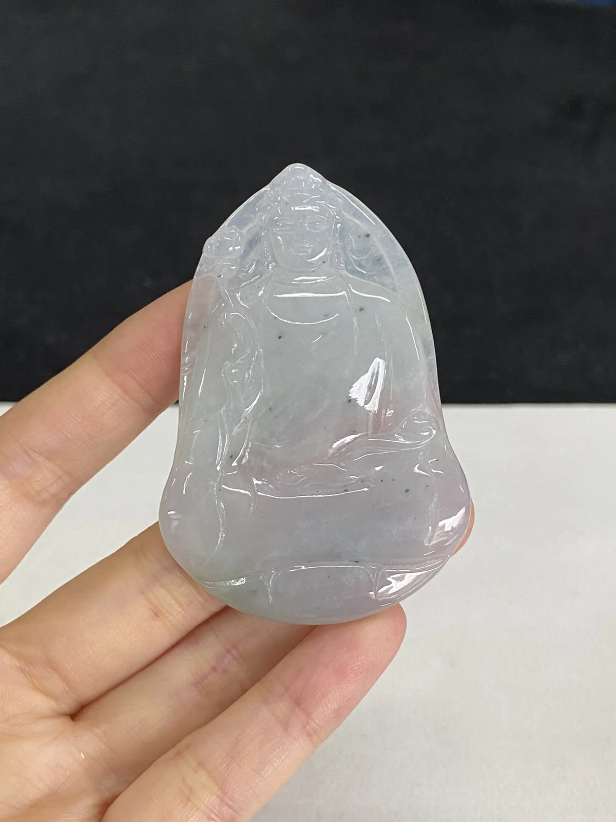 翡翠冰糯种白色吊坠