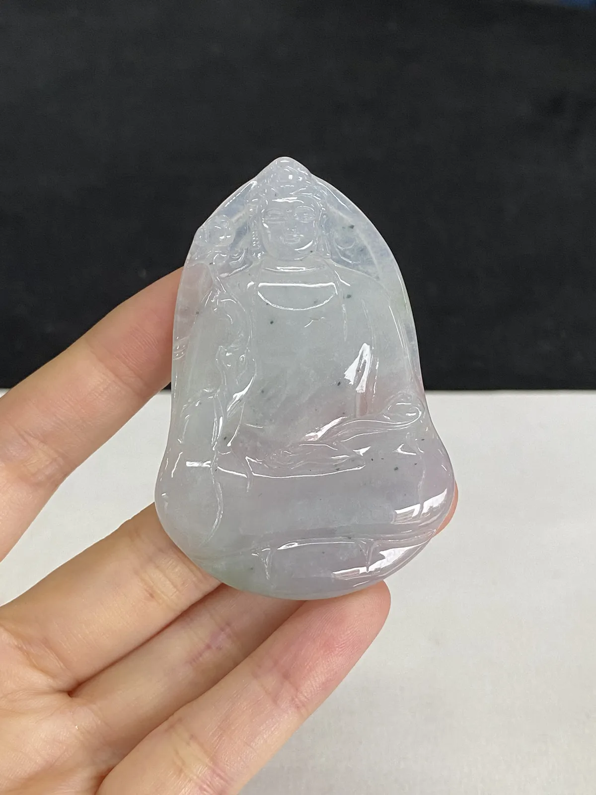 翡翠冰糯种白色吊坠