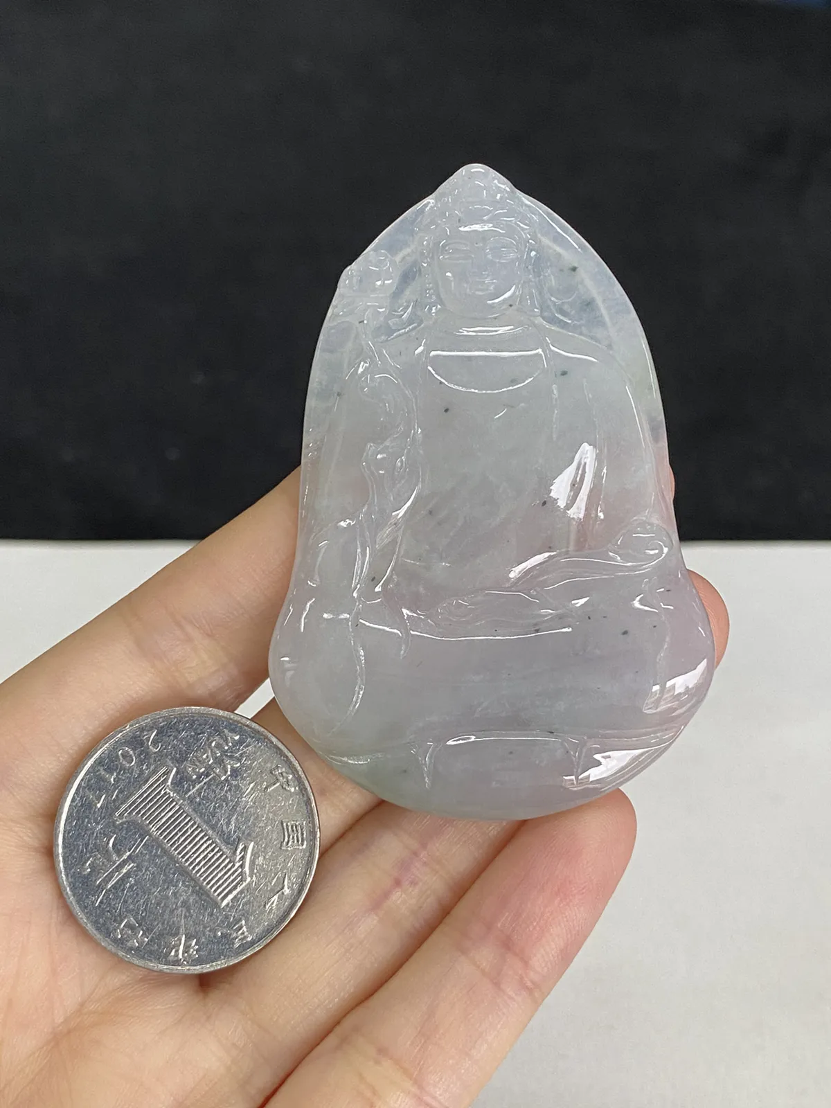 翡翠冰糯种白色吊坠