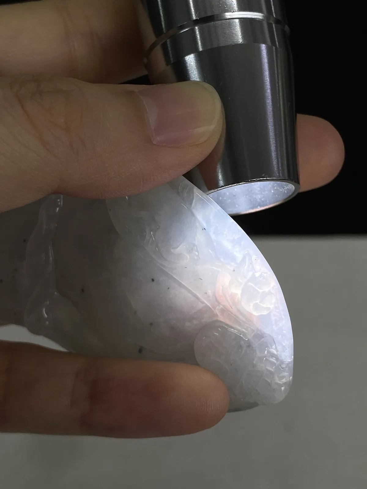 翡翠冰糯种白色吊坠