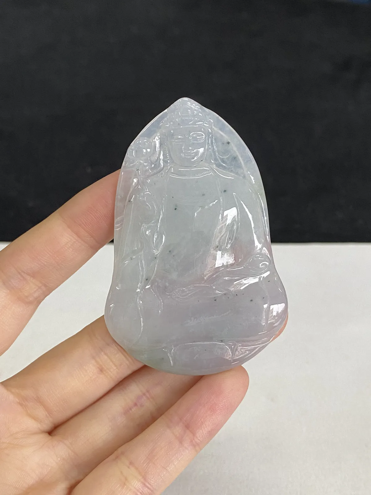 翡翠冰糯种白色吊坠