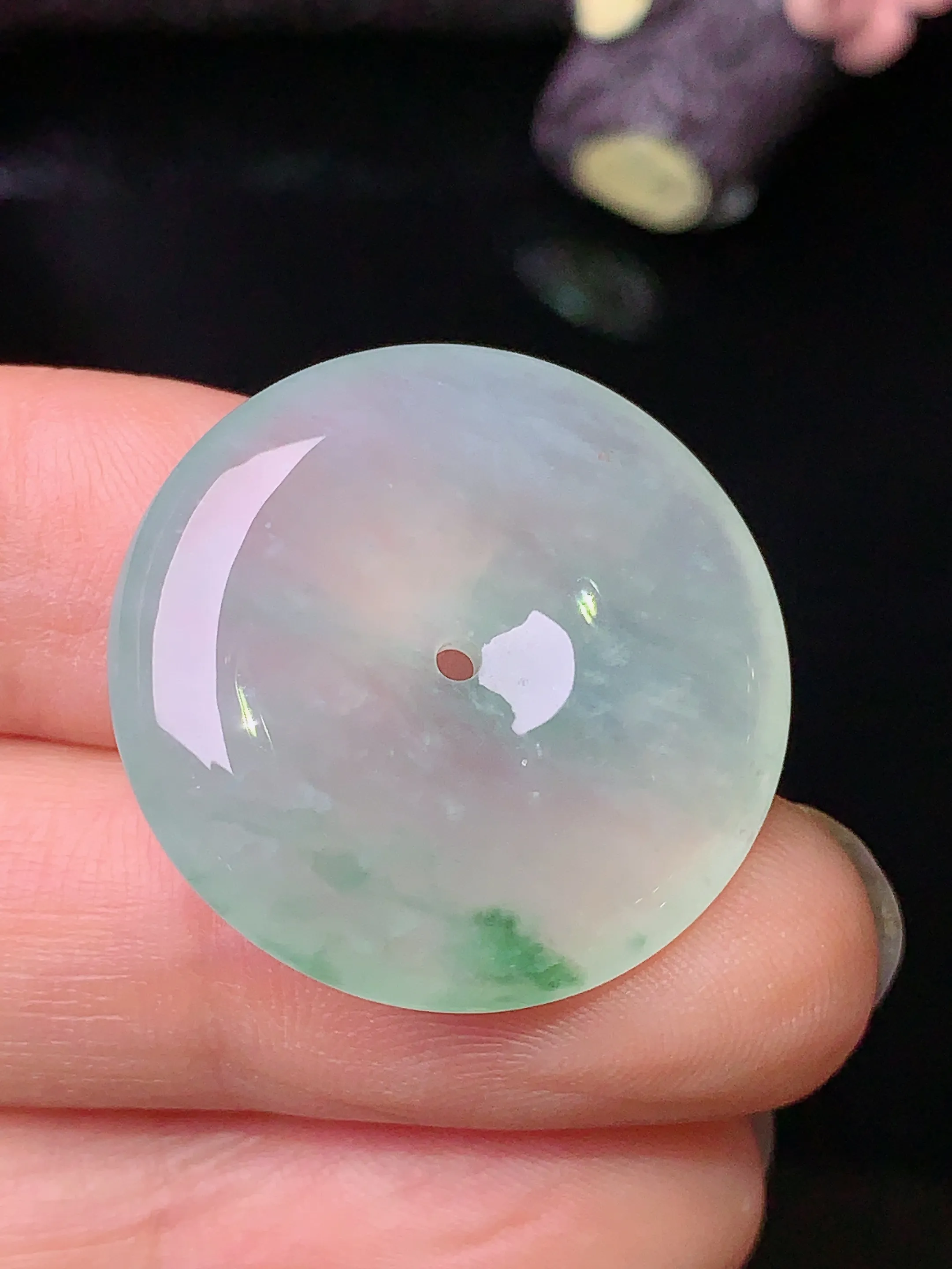 冰种平安扣吊坠 玉质细腻 色泽清新艳丽 整体尺寸24.8*5.7