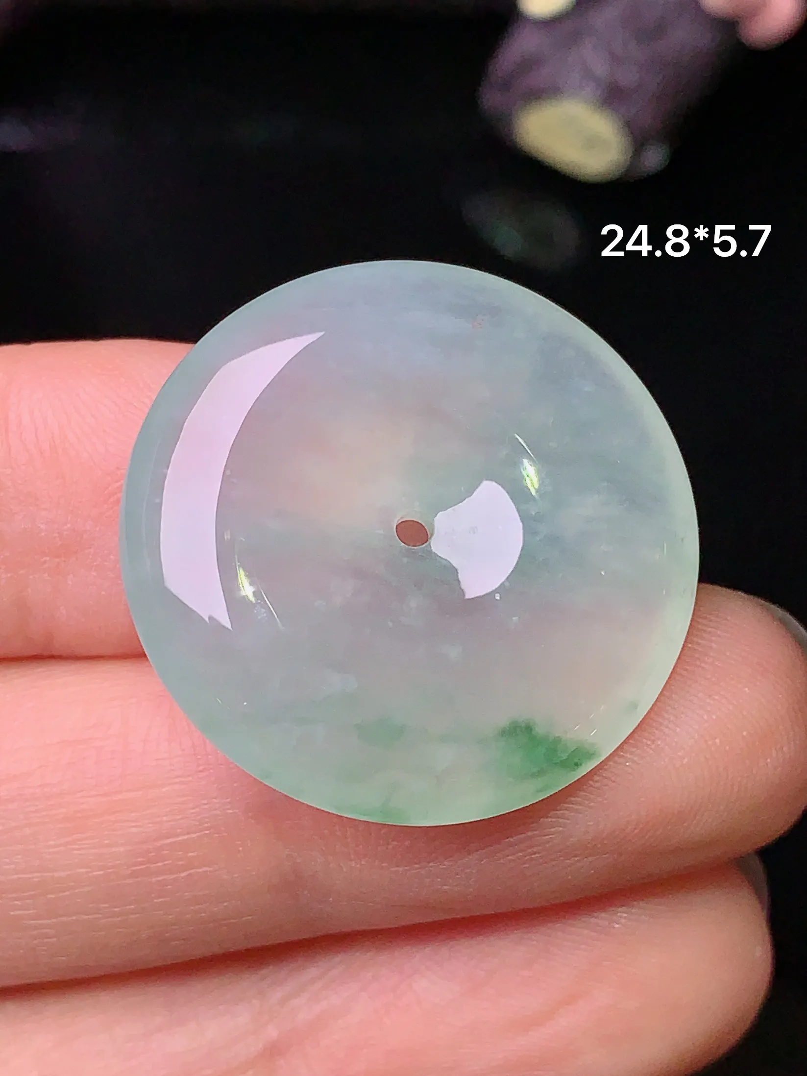 冰种平安扣吊坠 玉质细腻 色泽清新艳丽 整体尺寸24.8*5.7