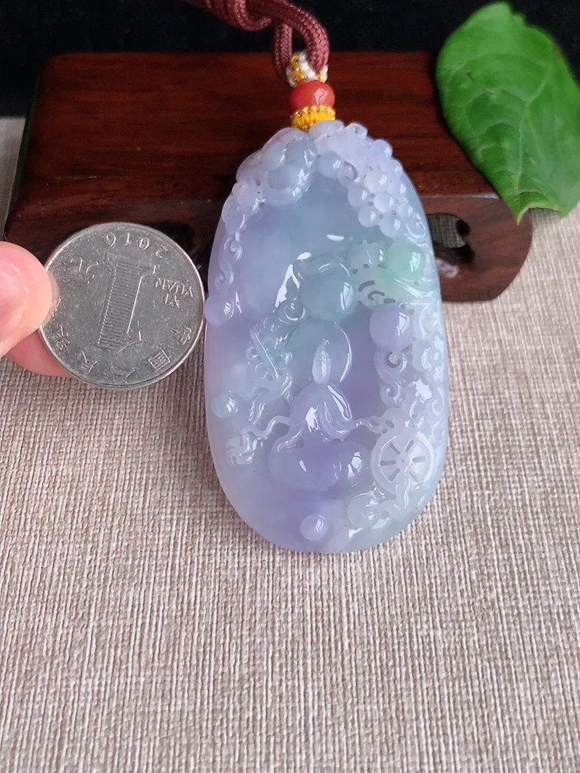 缅甸a货翡翠ddj老坑冰种紫罗兰无相观音吊坠  整体62.8×35.6×11.4mm 51.72