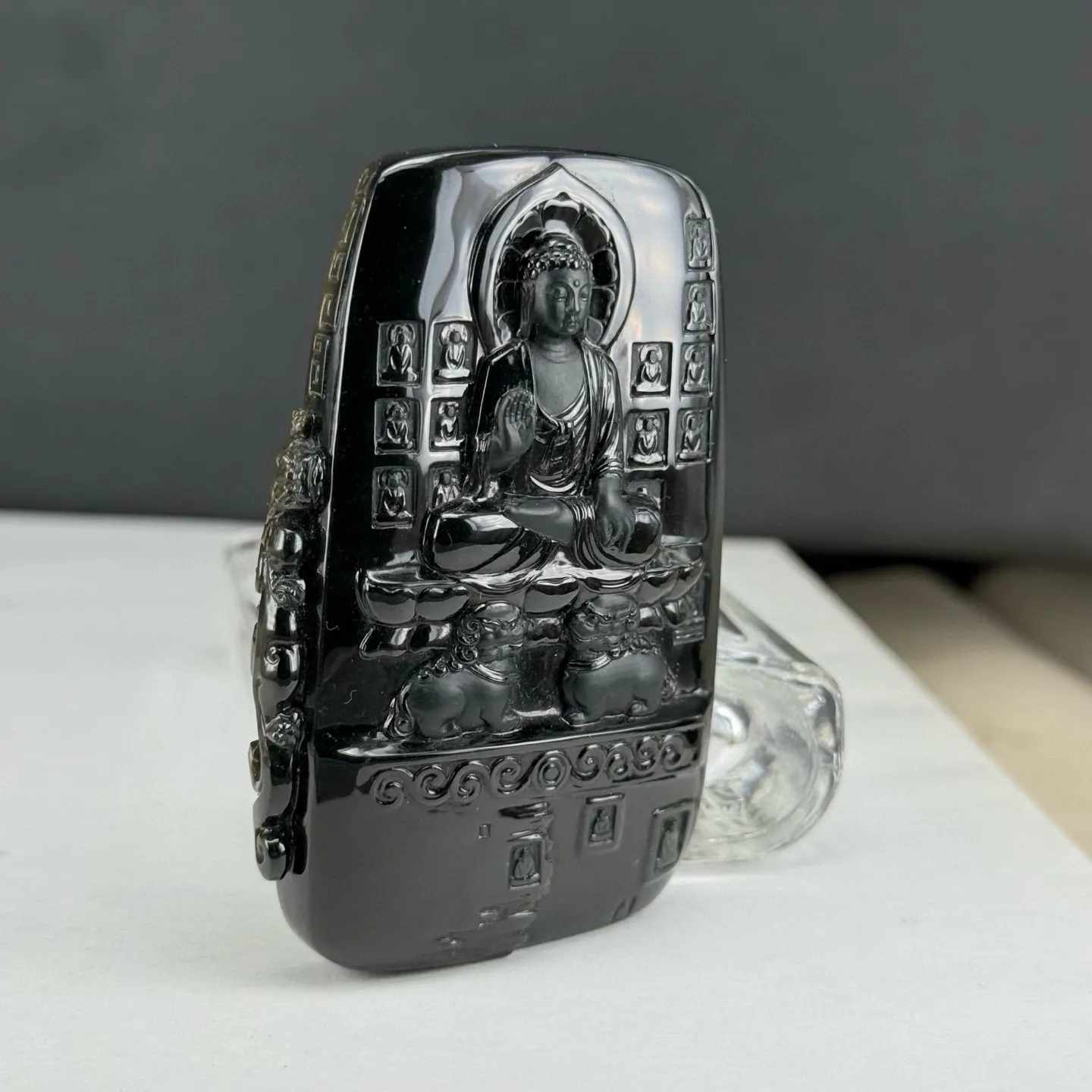 墨翠 万佛朝宗 种好色正 黑度极好 打灯通透 厚桩大气