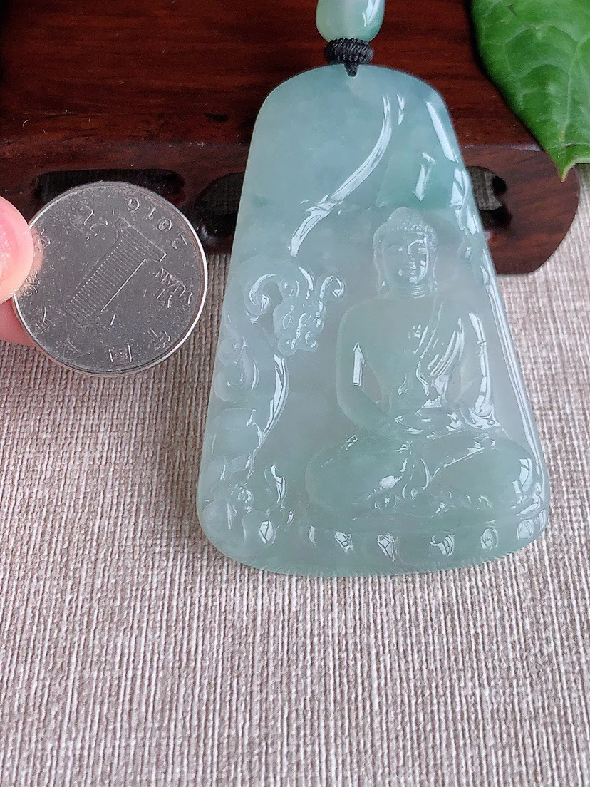 缅甸a货翡翠ddj老坑冰种晴水大日如来吊坠 整体66.6×43×6.3mm 40.53