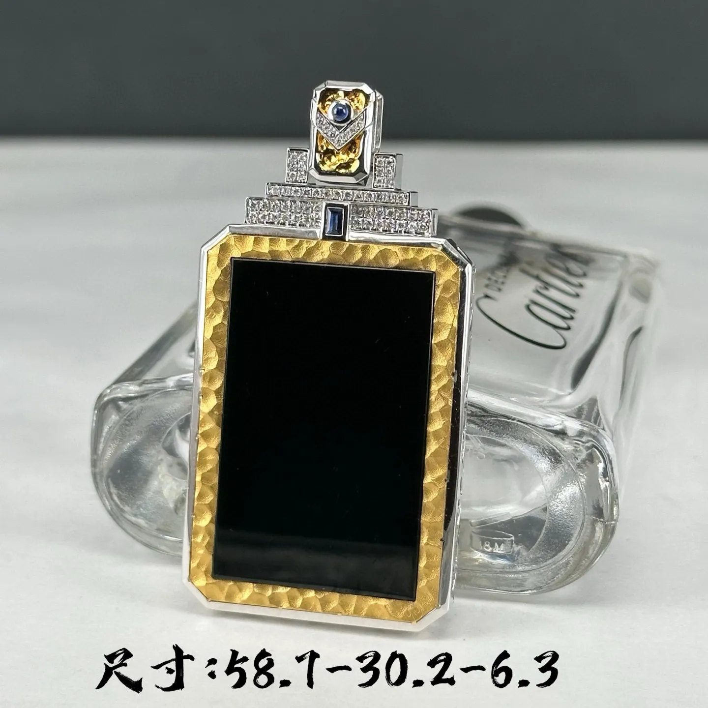 精品18k墨翠无事牌 重金豪镶 打灯通透