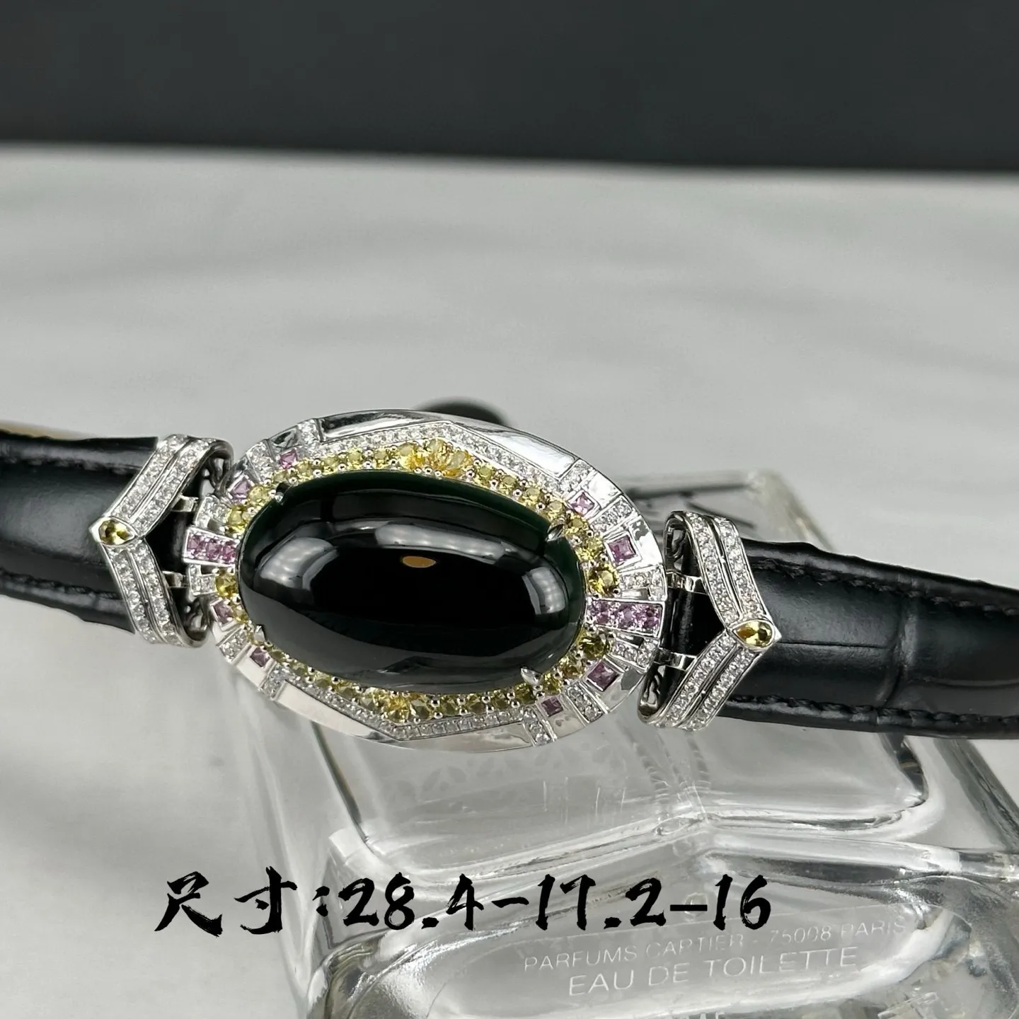 精品18k墨翠手环 种好色正 黑度极好 打灯通透 油性十足