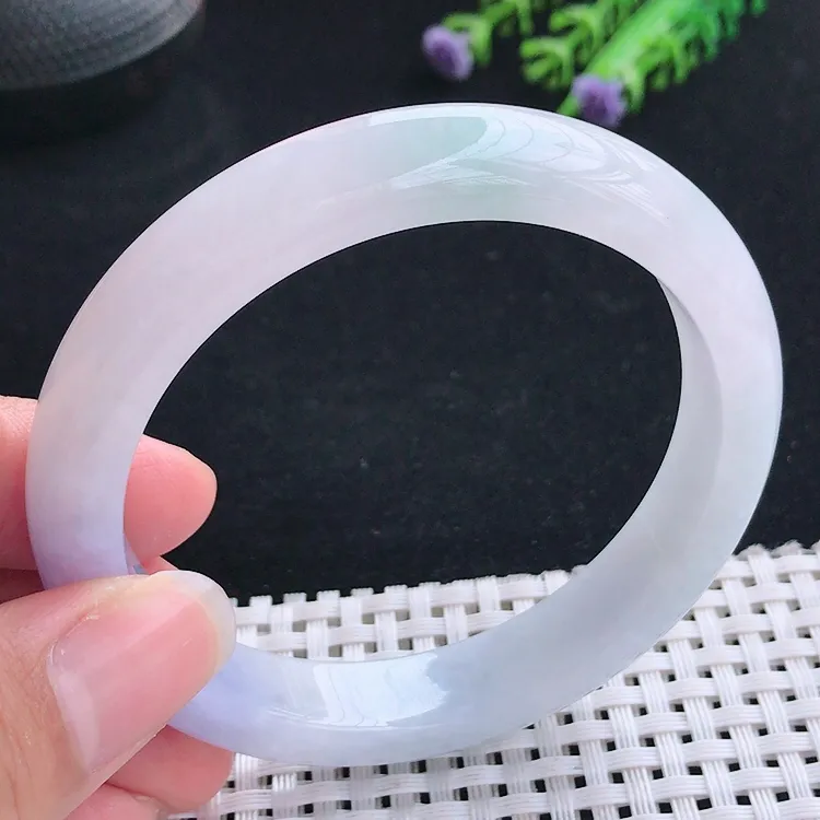 自然光58圈口老坑精美冰润紫罗兰手镯翡翠玉镯尺寸58/11.3/8.3