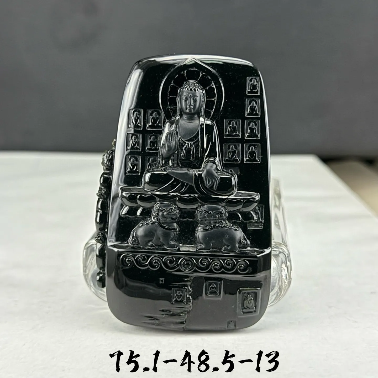 墨翠 万佛朝宗 种好色正 黑度极好 打灯通透 厚桩大气
