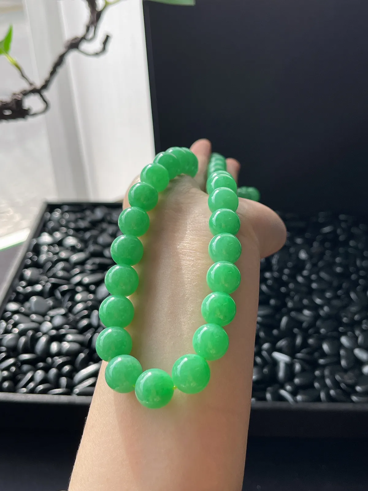翡翠细糯化满绿塔链