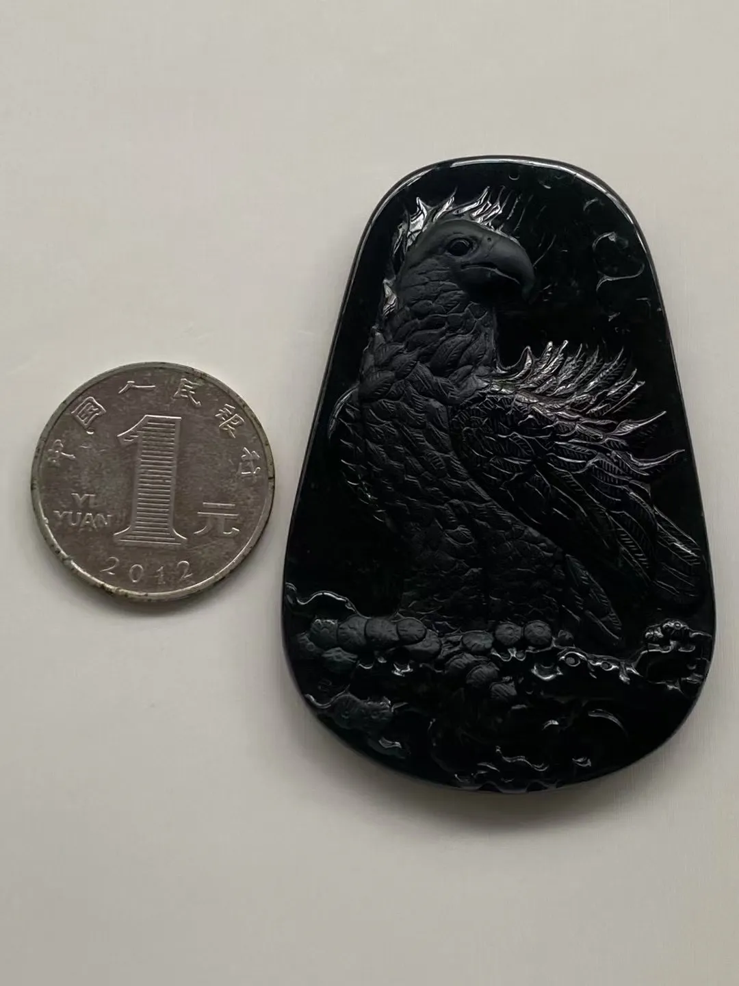 墨翠【大展宏图】细腻干净，黑度极黑、性价比高，雕工精湛，打灯透绿‘